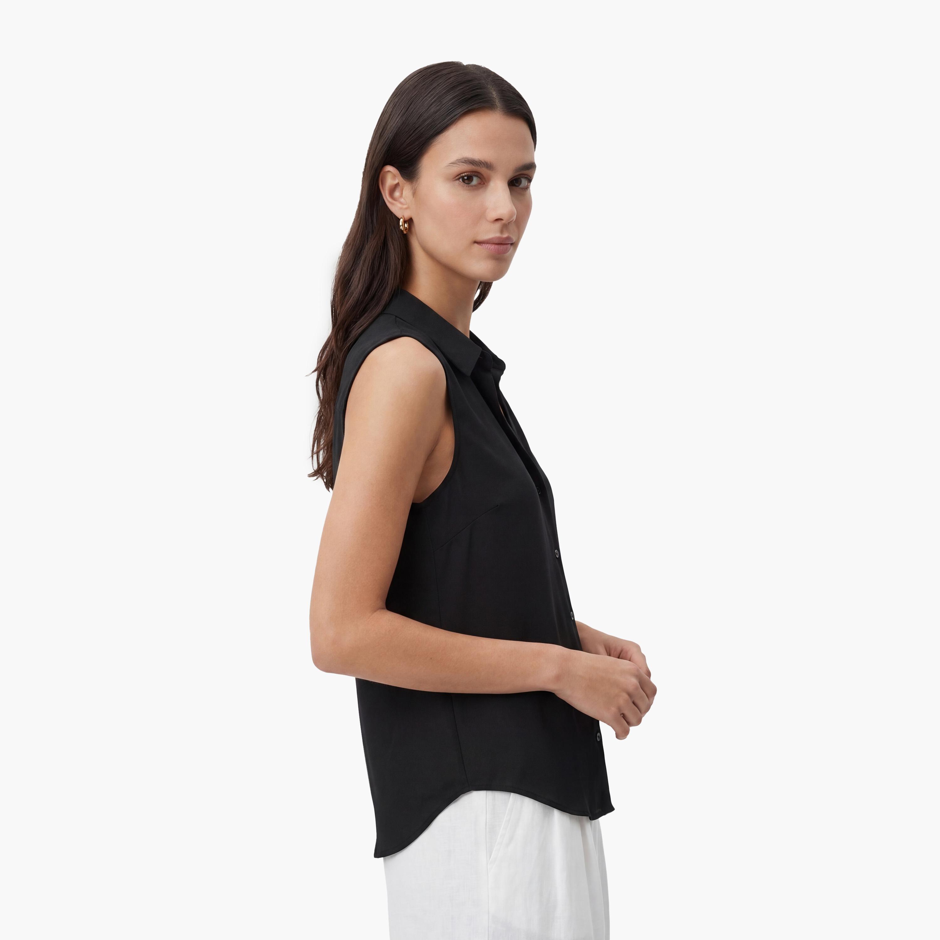 قميص نسائي بياقة بلون أسود من كوتون-women-clothing-shirtsandblouses-shirts-image-3