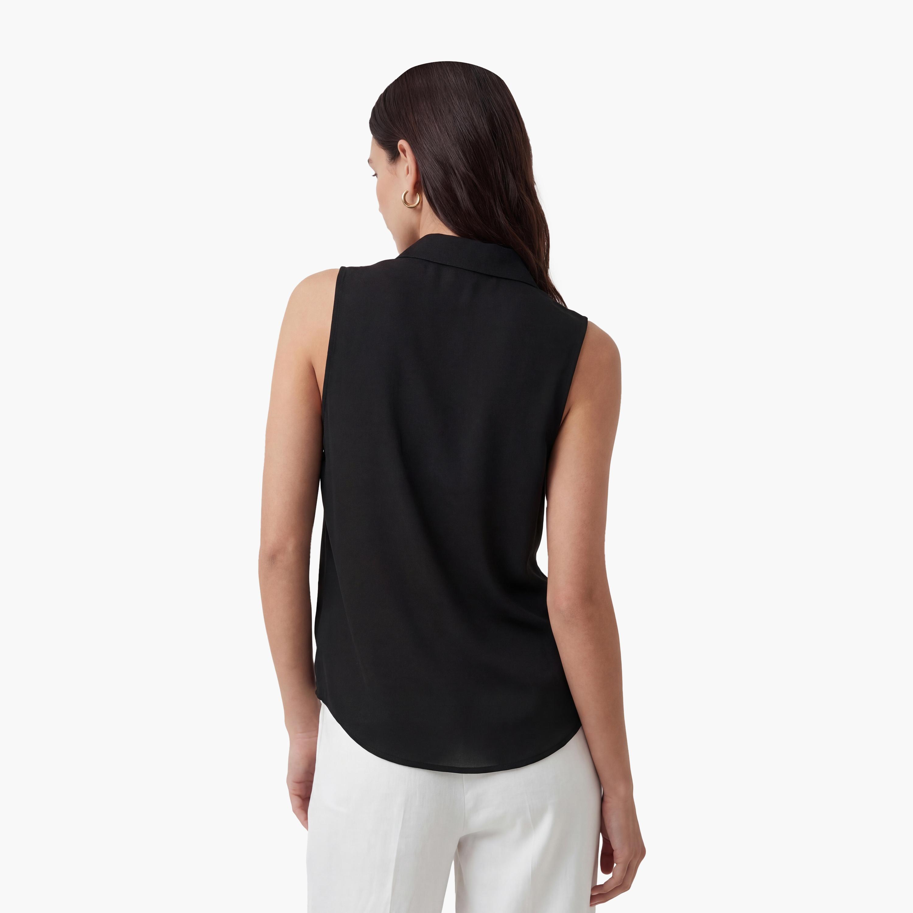 قميص نسائي بياقة بلون أسود من كوتون-women-clothing-shirtsandblouses-shirts-image-4