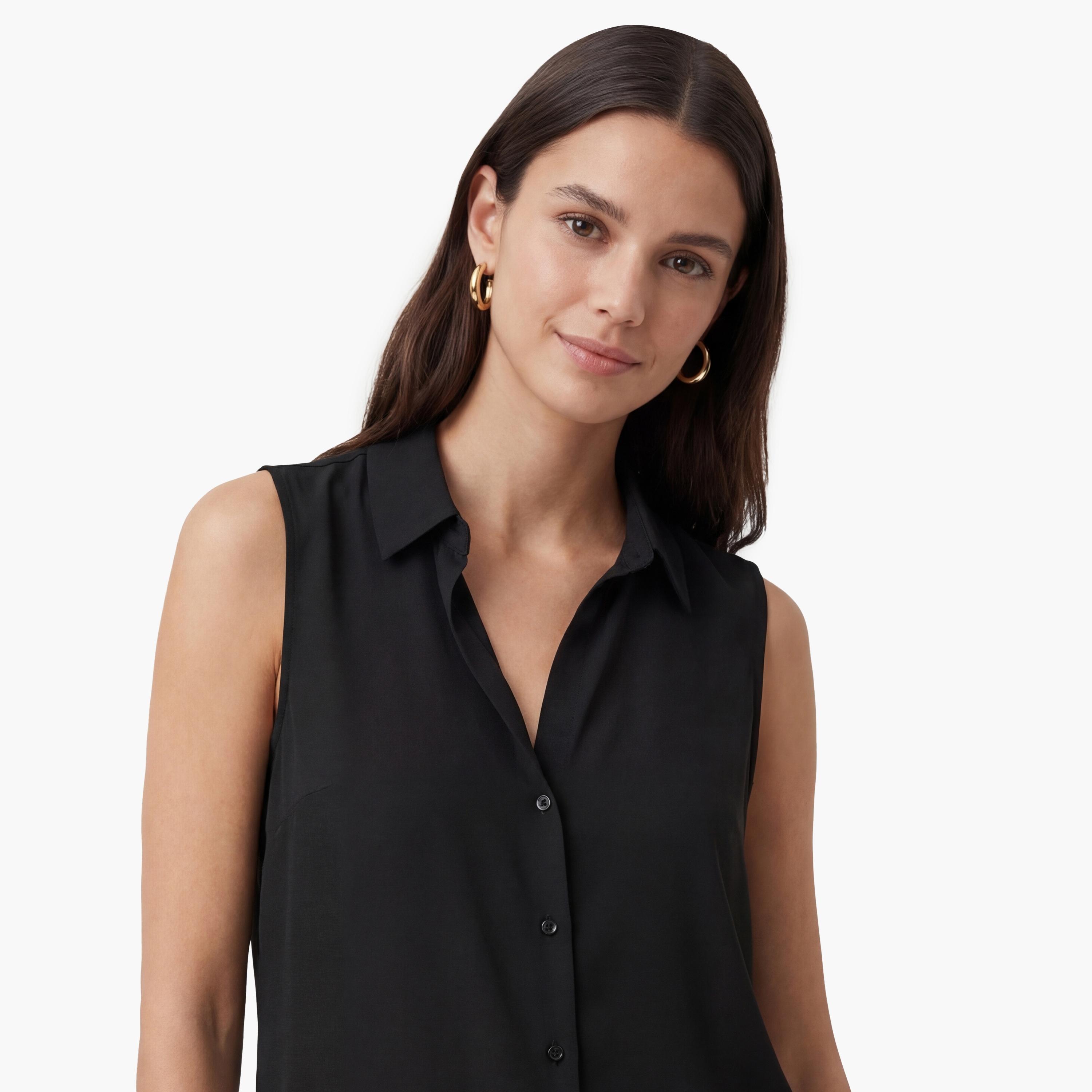 قميص نسائي بياقة بلون أسود من كوتون-women-clothing-shirtsandblouses-shirts-image-5