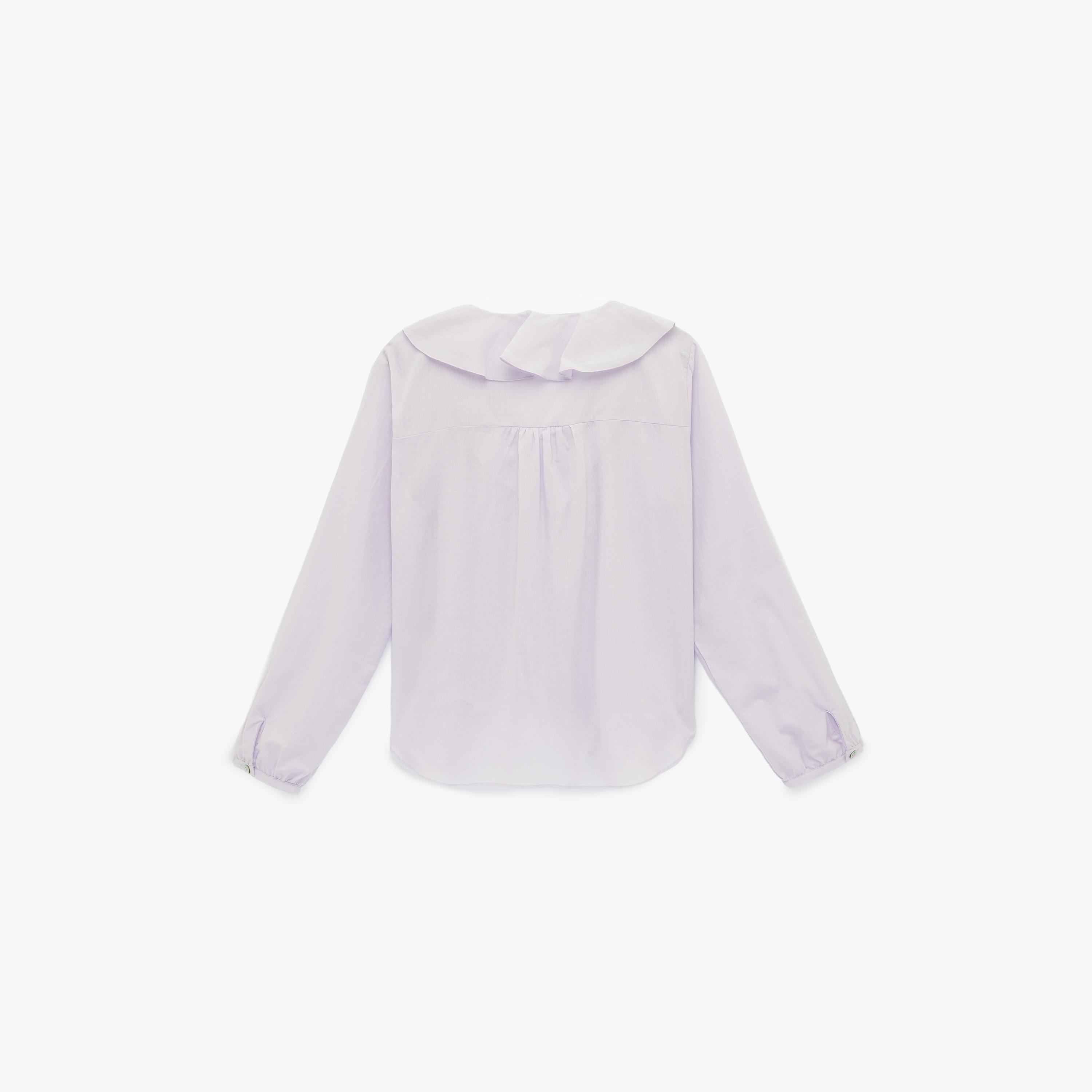 بلوزة قطنية نسائية بتفاصيل "فريلد" كشكش بلون لافندر من كوتون-women-clothing-shirtsandblouses-blouses-image-4