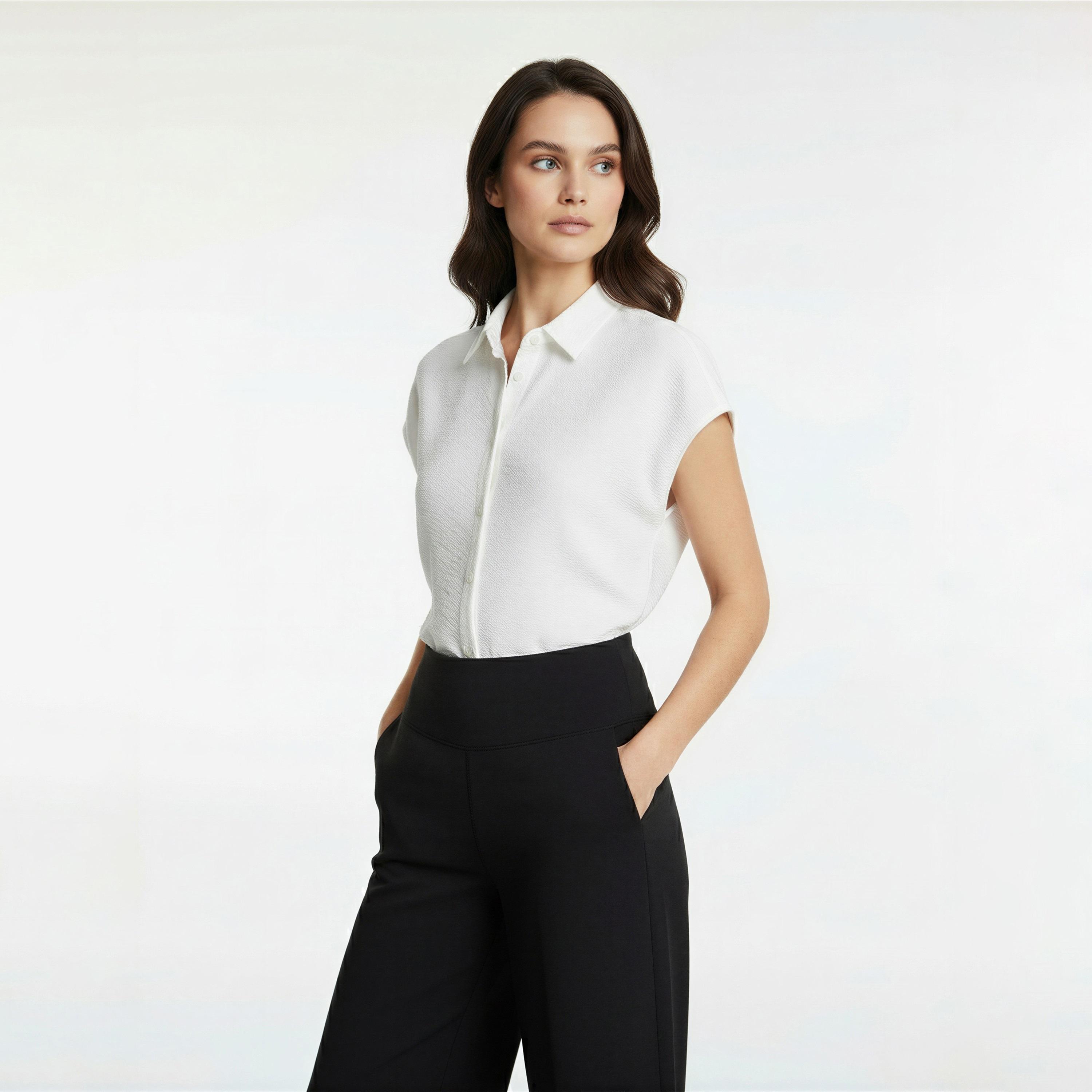 KOTON Textured Collared Women's Shirt-women-clothing-shirtsandblouses-shirts-image-2