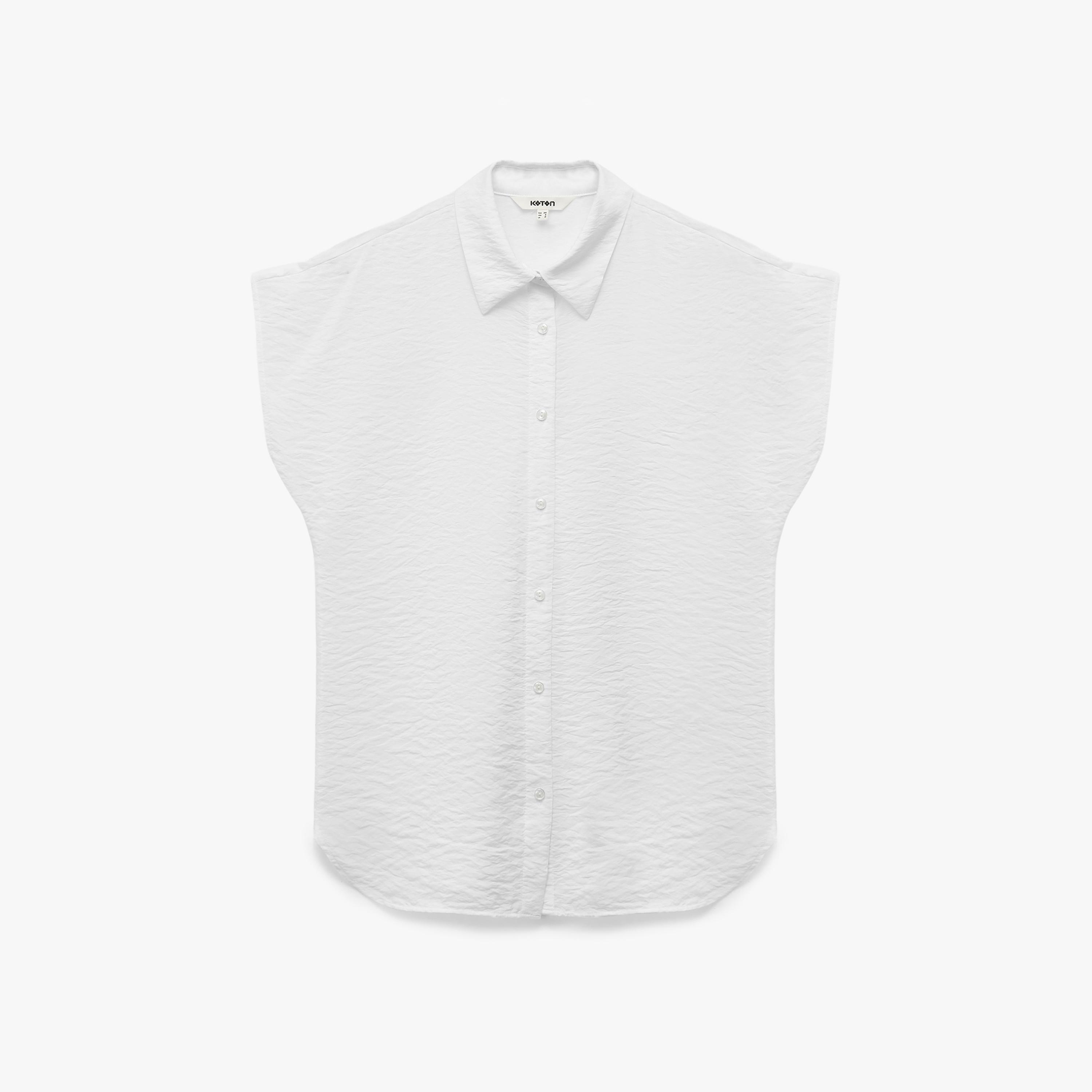 KOTON Textured Collared Women's Shirt-women-clothing-shirtsandblouses-shirts-image-3