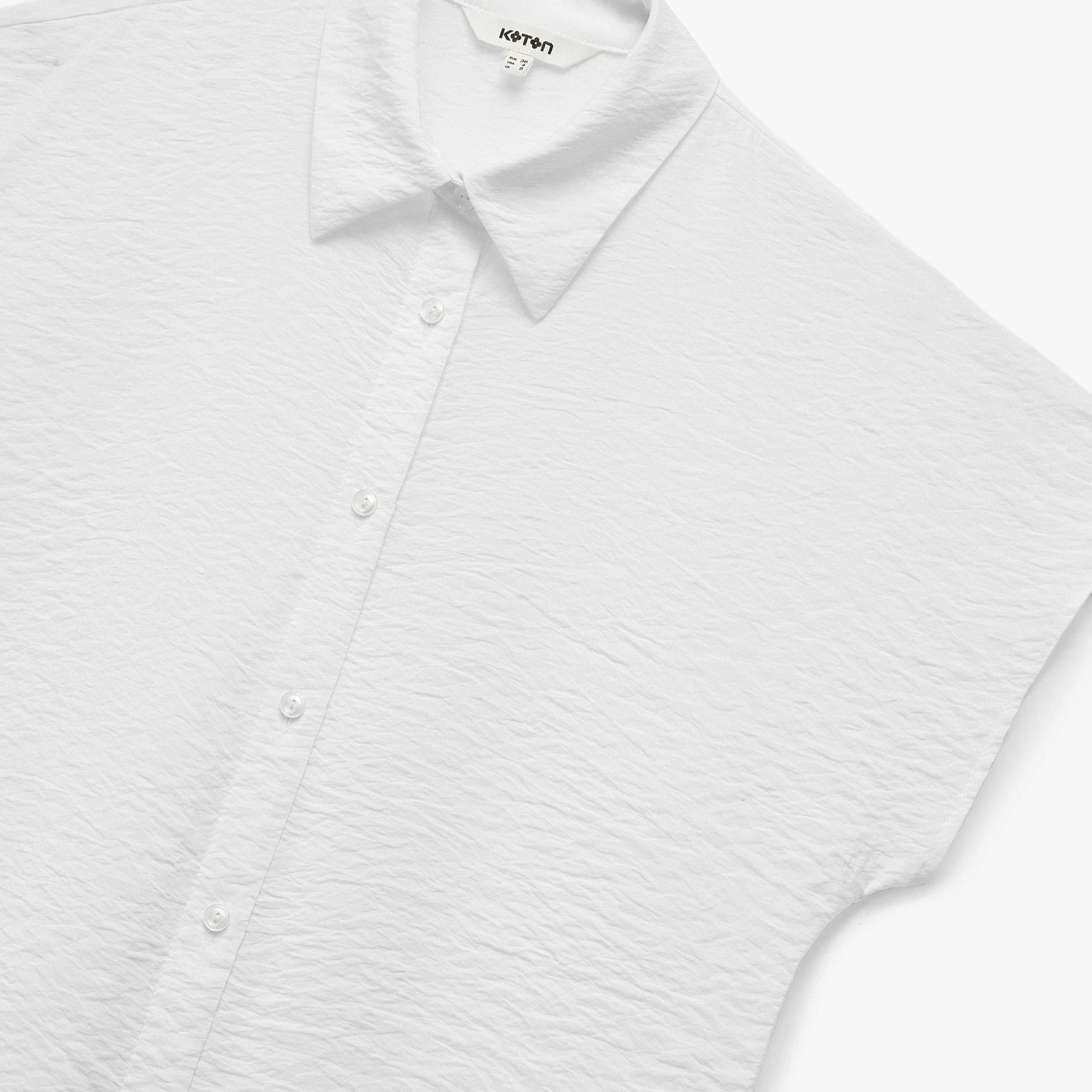 KOTON Textured Collared Women's Shirt-women-clothing-shirtsandblouses-shirts-image-5