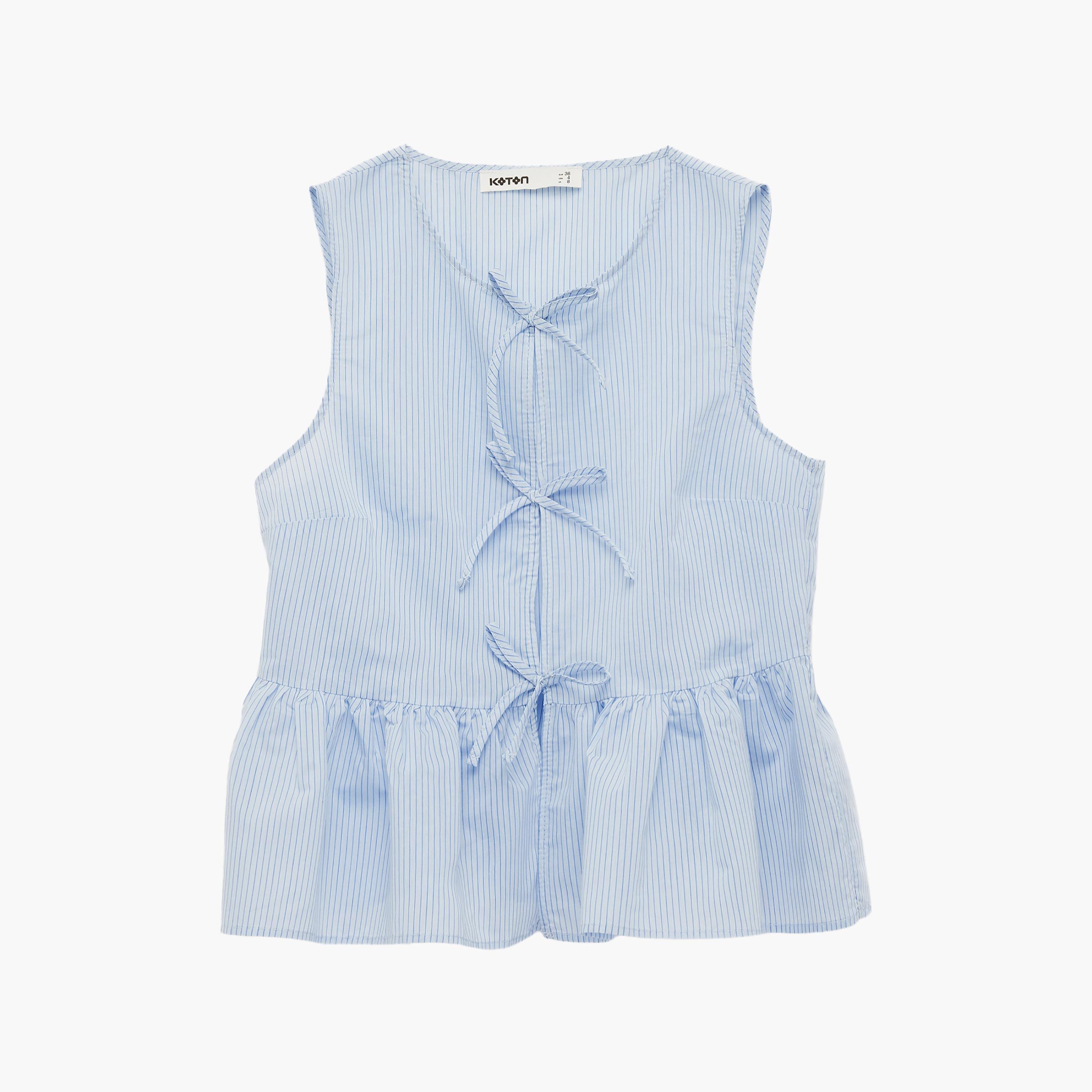 بلوزة نسائية مخططة بلون أزرق فاتح من كوتون-women-clothing-shirtsandblouses-blouses-image-6