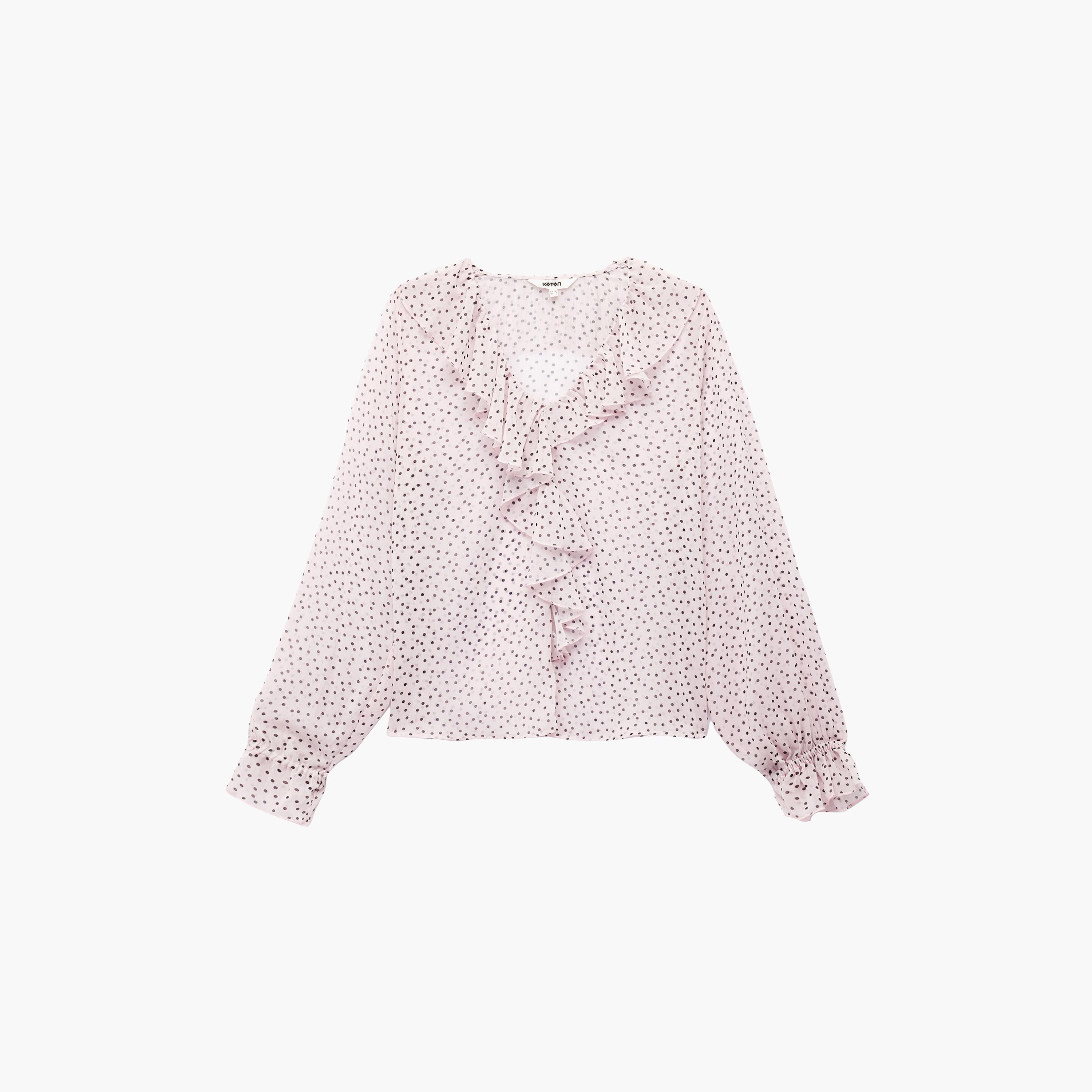 بلوزة نسائية بطبعة "بولكا دوت" منقطة بلون وردي من كوتون-women-clothing-shirtsandblouses-blouses-image-6