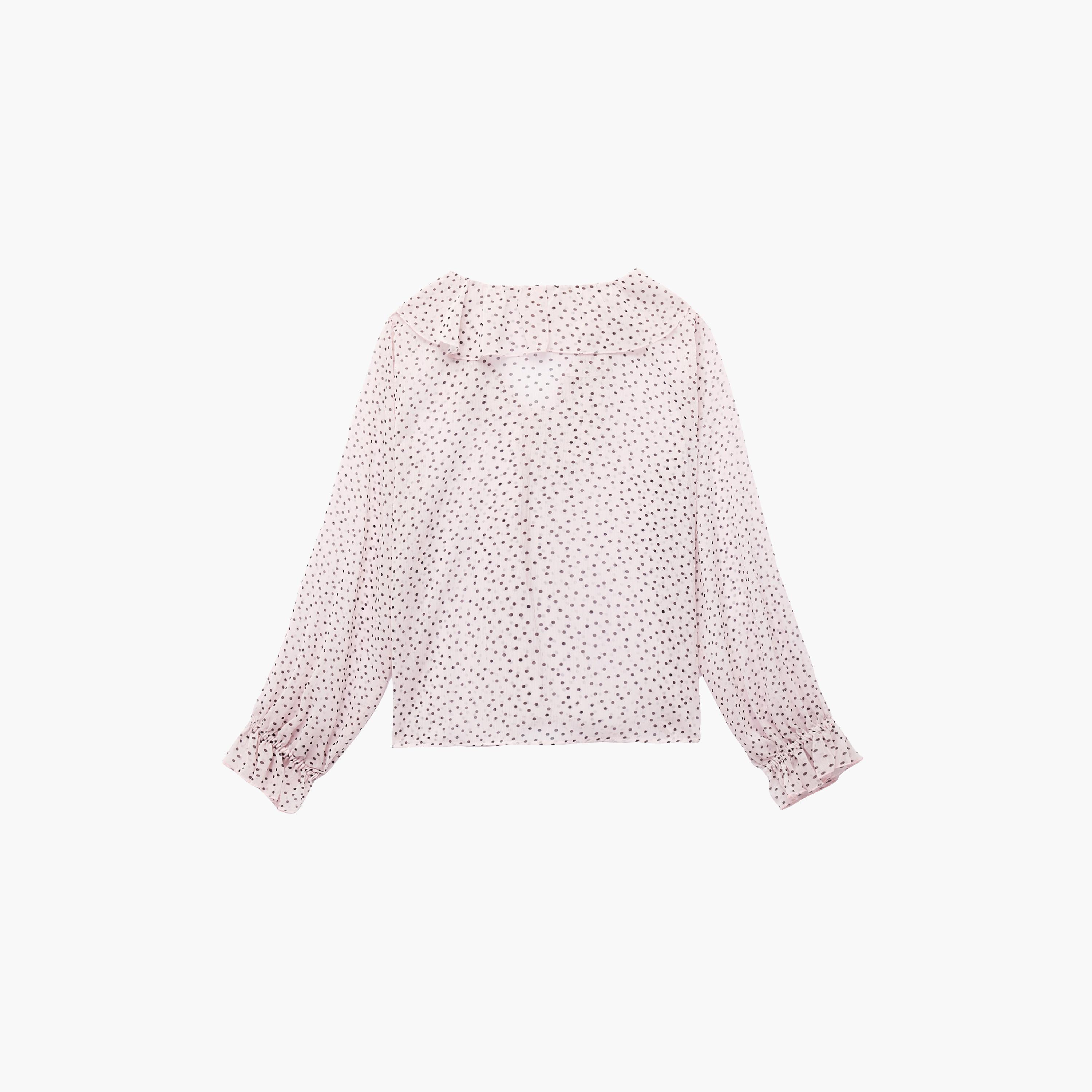 بلوزة نسائية بطبعة "بولكا دوت" منقطة بلون وردي من كوتون-women-clothing-shirtsandblouses-blouses-image-7