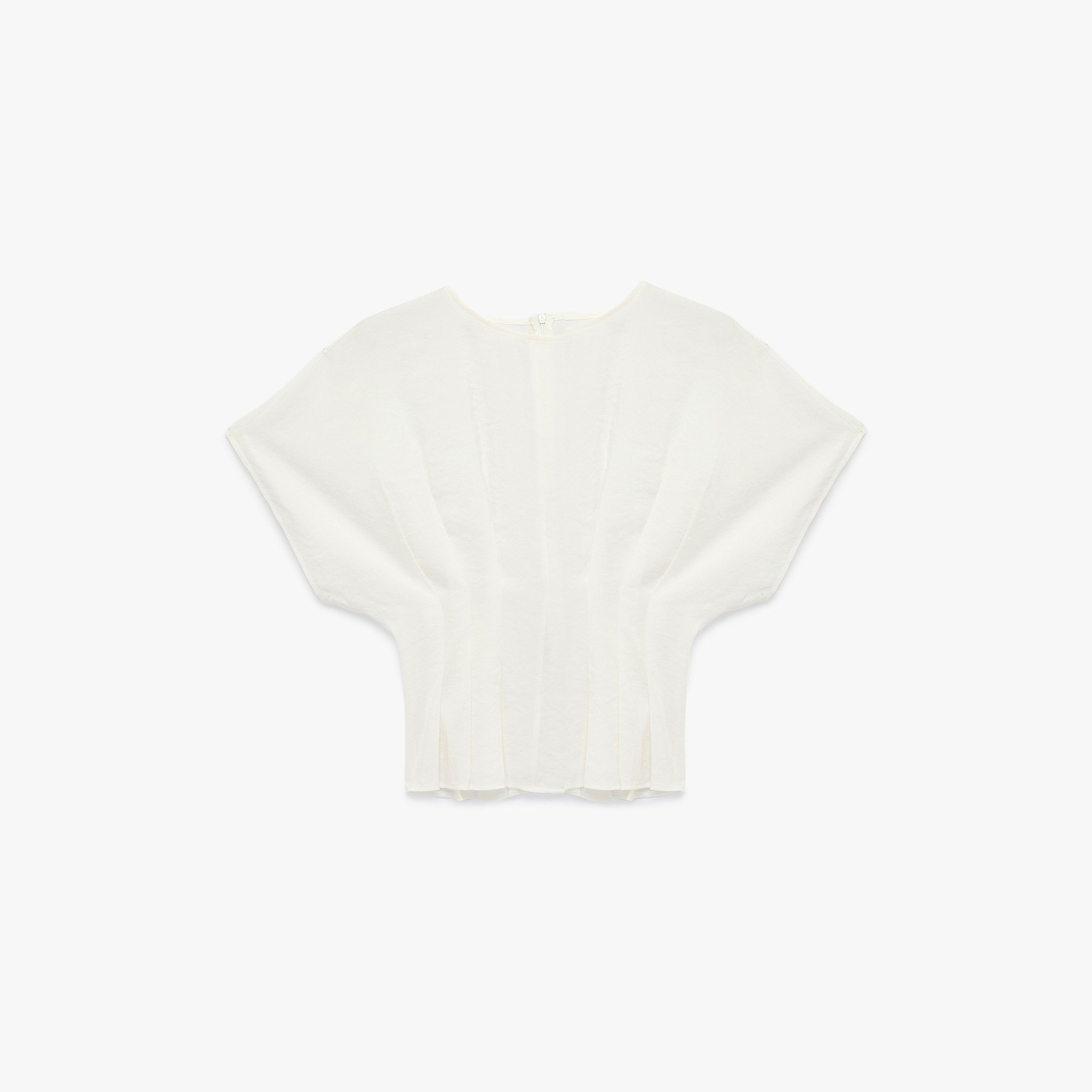 بلوزة نسائية بياقة بلون أوف وايت من كوتون-women-clothing-shirtsandblouses-blouses-image-3