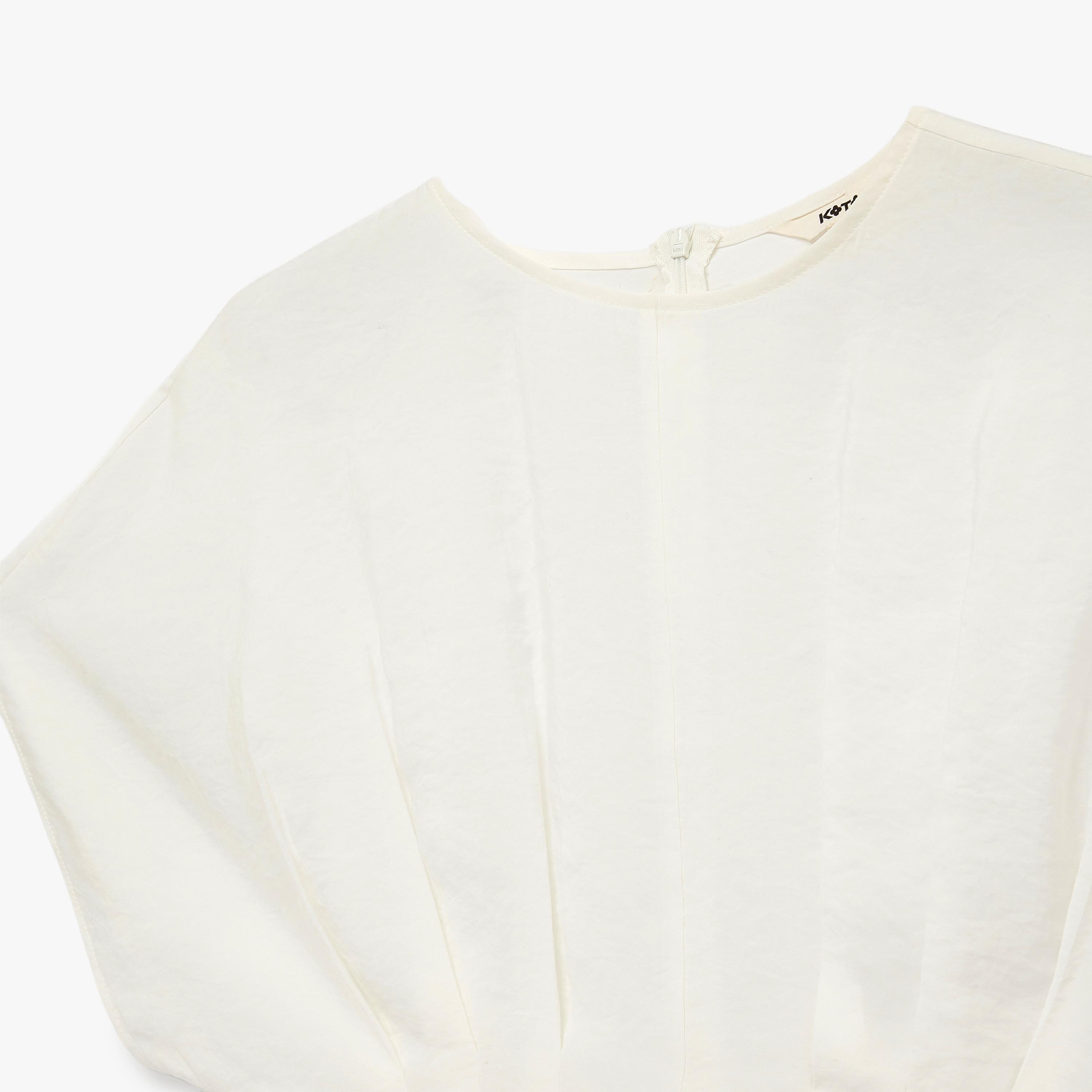 بلوزة نسائية بياقة بلون أوف وايت من كوتون-women-clothing-shirtsandblouses-blouses-image-5