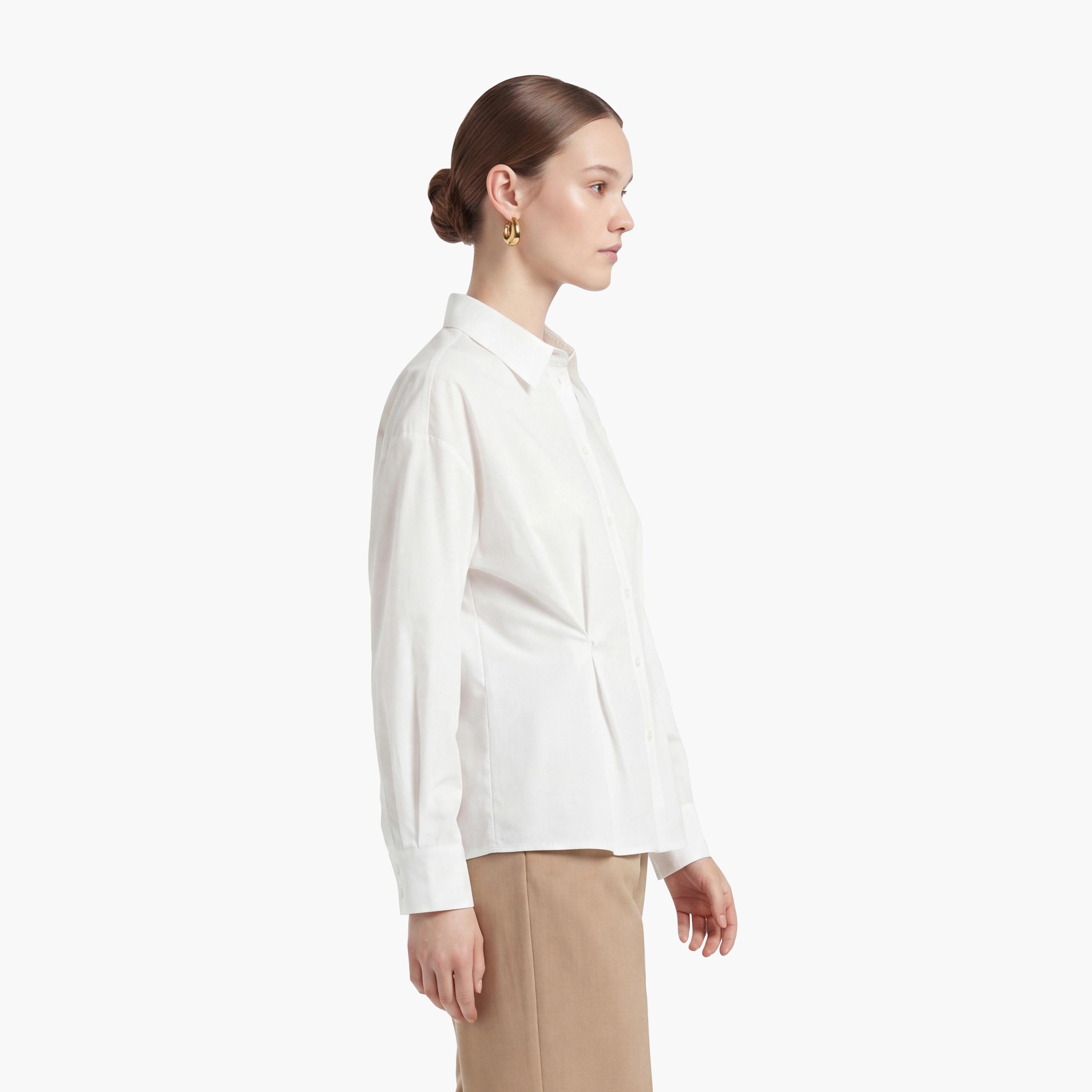 KOTON Light Blue Cotton Collared Women's Shirt-women-clothing-shirtsandblouses-shirts-image-3