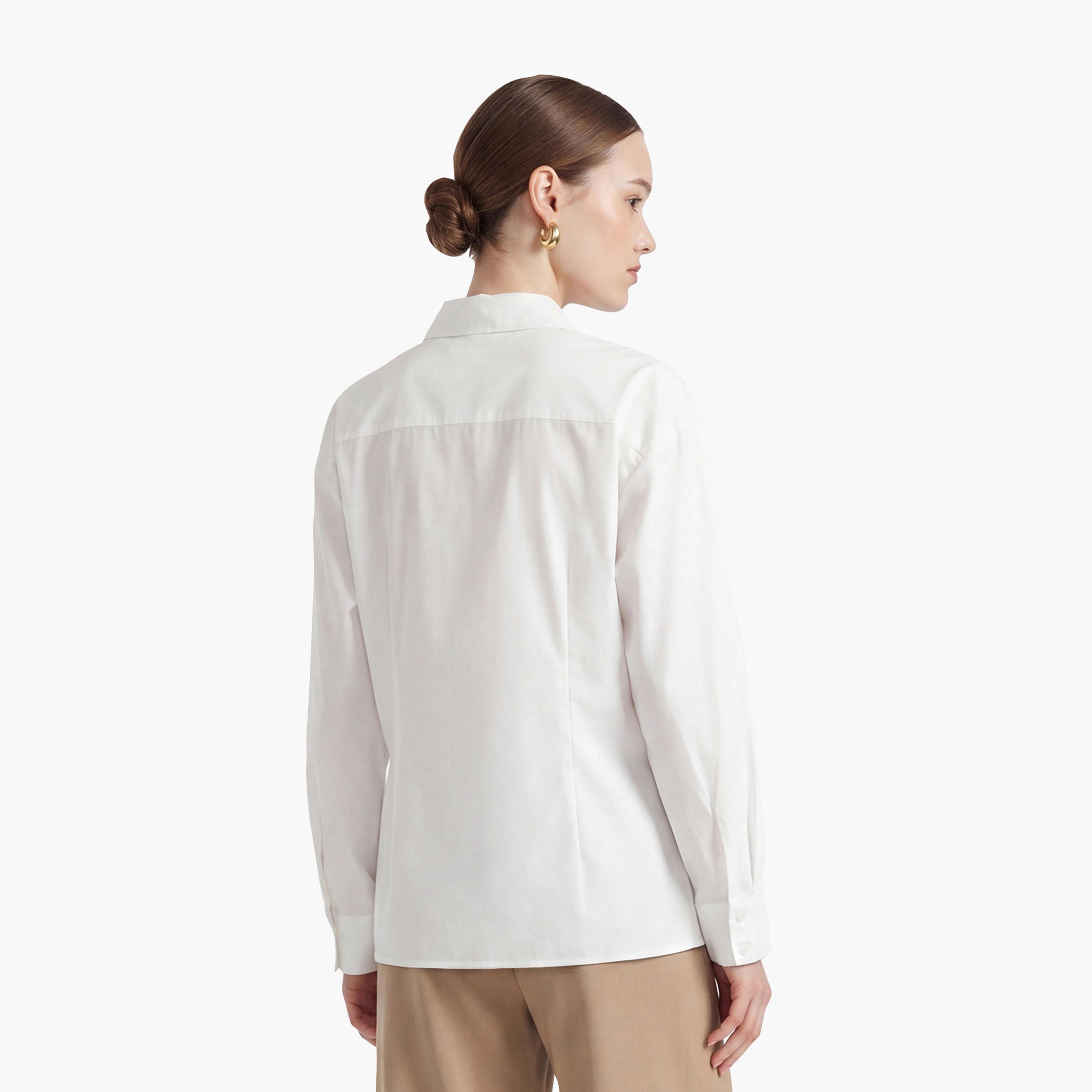 KOTON Light Blue Cotton Collared Women's Shirt-women-clothing-shirtsandblouses-shirts-image-4