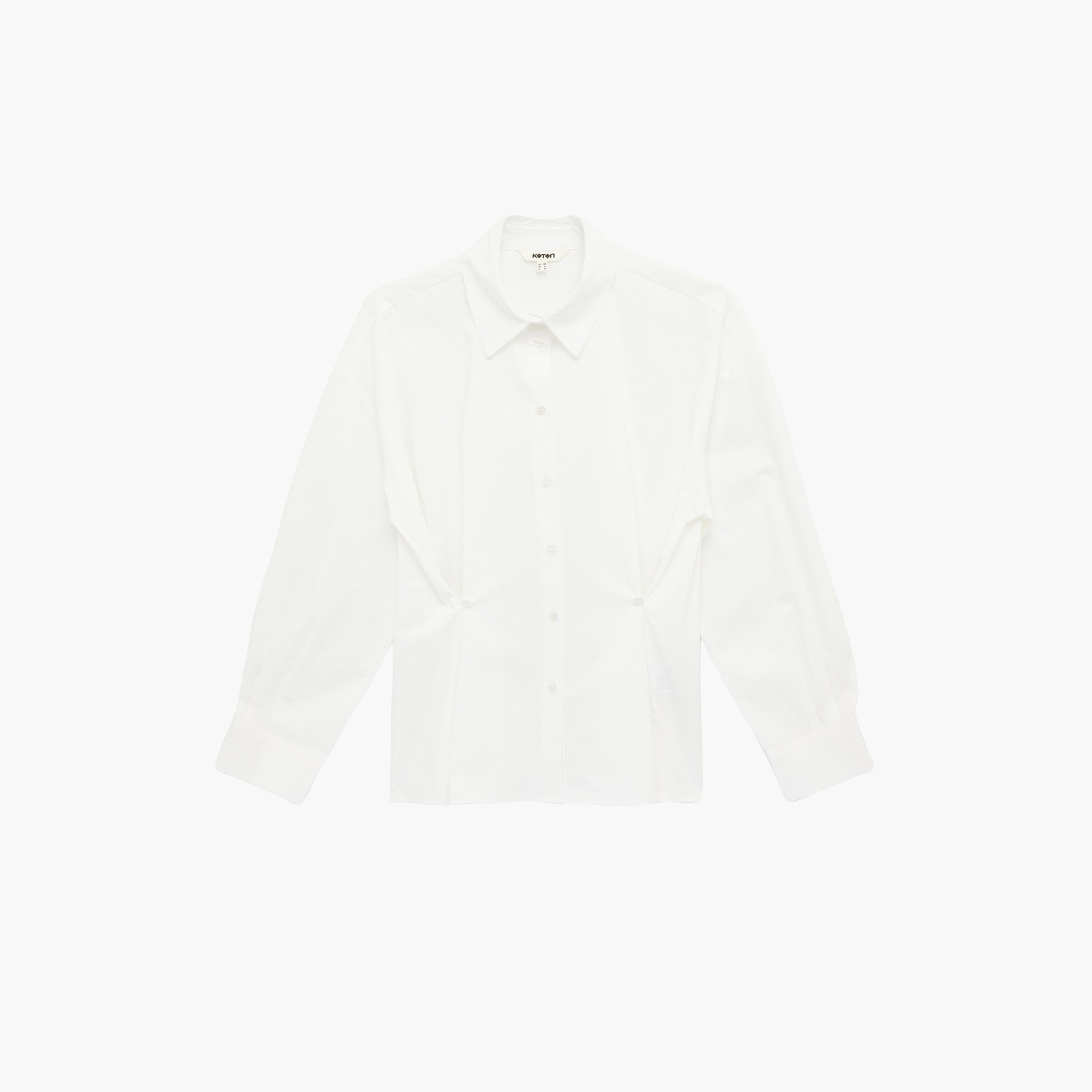 KOTON Light Blue Cotton Collared Women's Shirt-women-clothing-shirtsandblouses-shirts-image-6