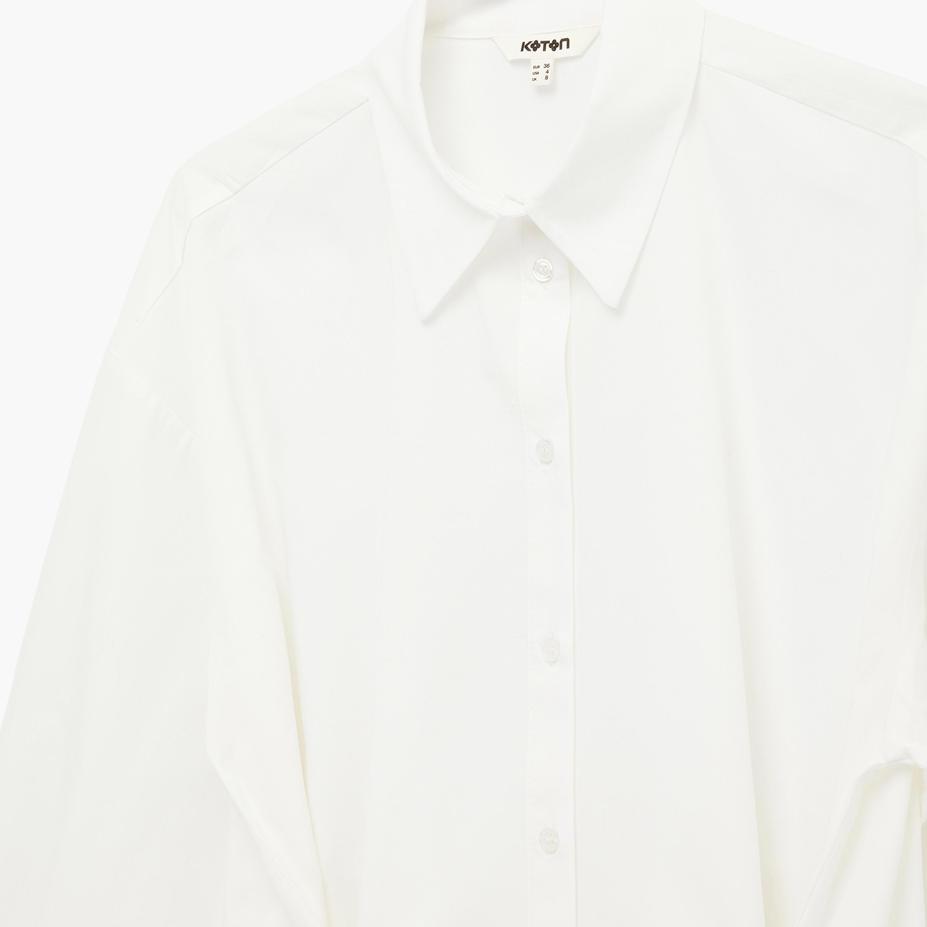 KOTON Light Blue Cotton Collared Women's Shirt-women-clothing-shirtsandblouses-shirts-image-8