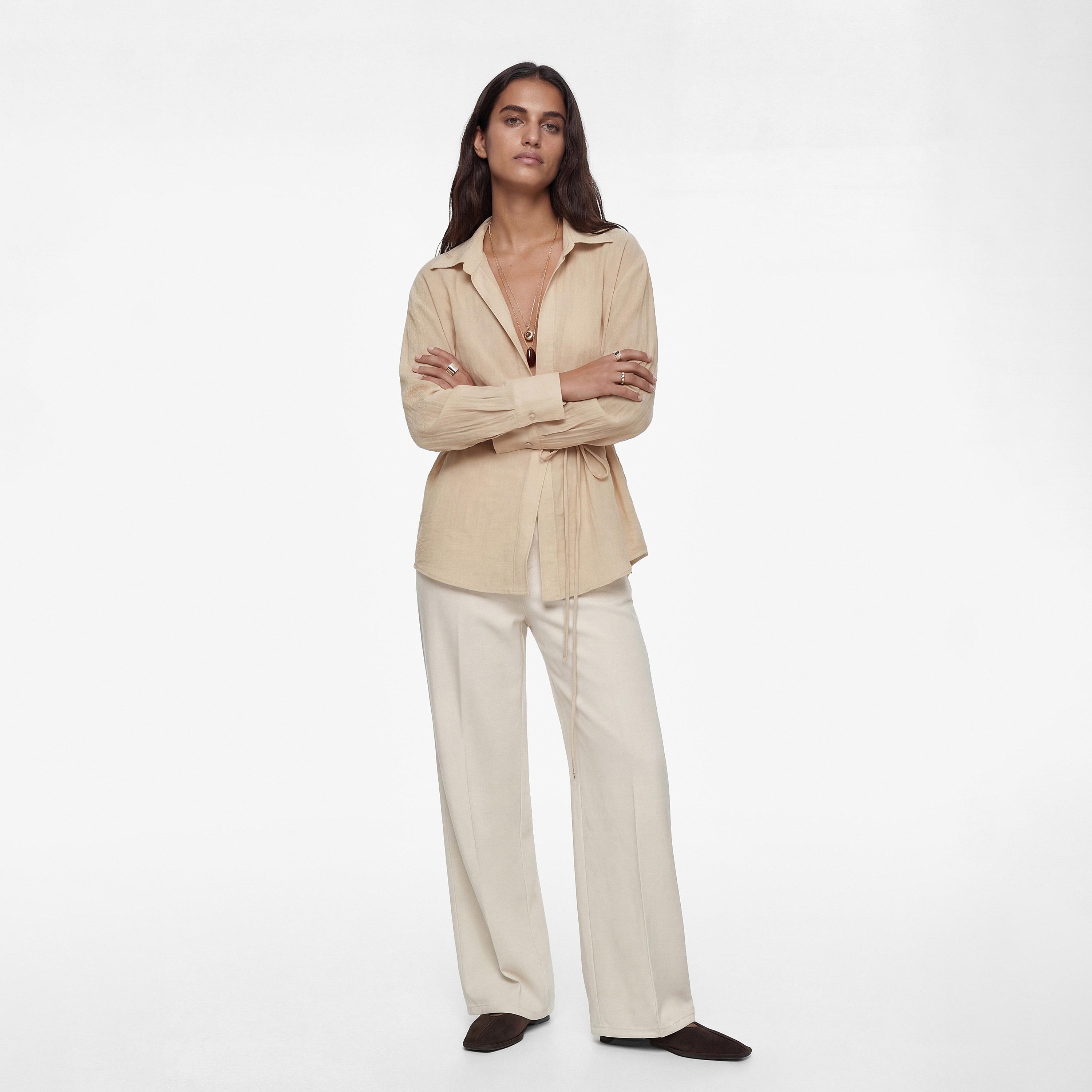 KOTON Textured Collared Women's Wrap Top-women-clothing-shirtsandblouses-blouses-image-2