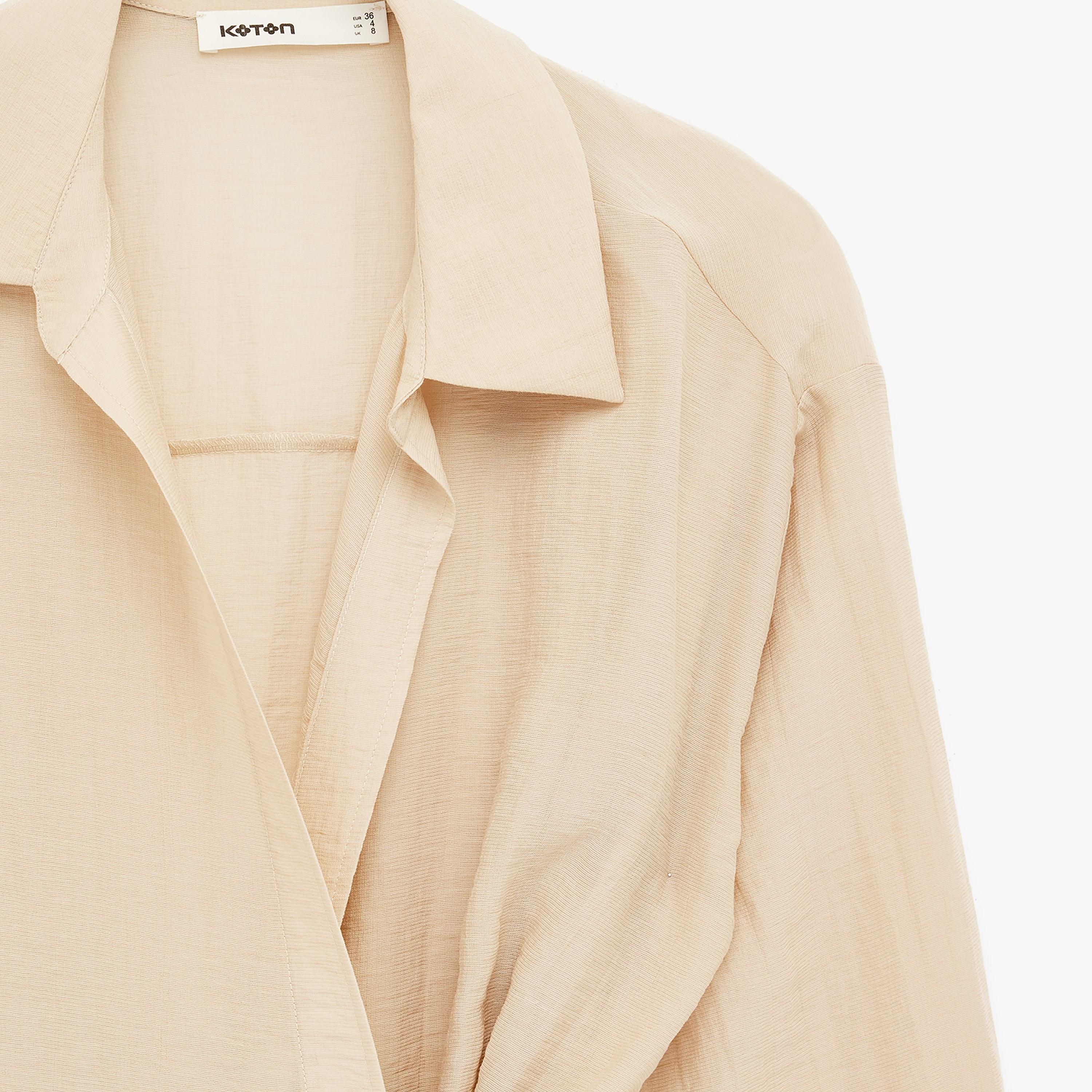 KOTON Textured Collared Women's Wrap Top-women-clothing-shirtsandblouses-blouses-image-5