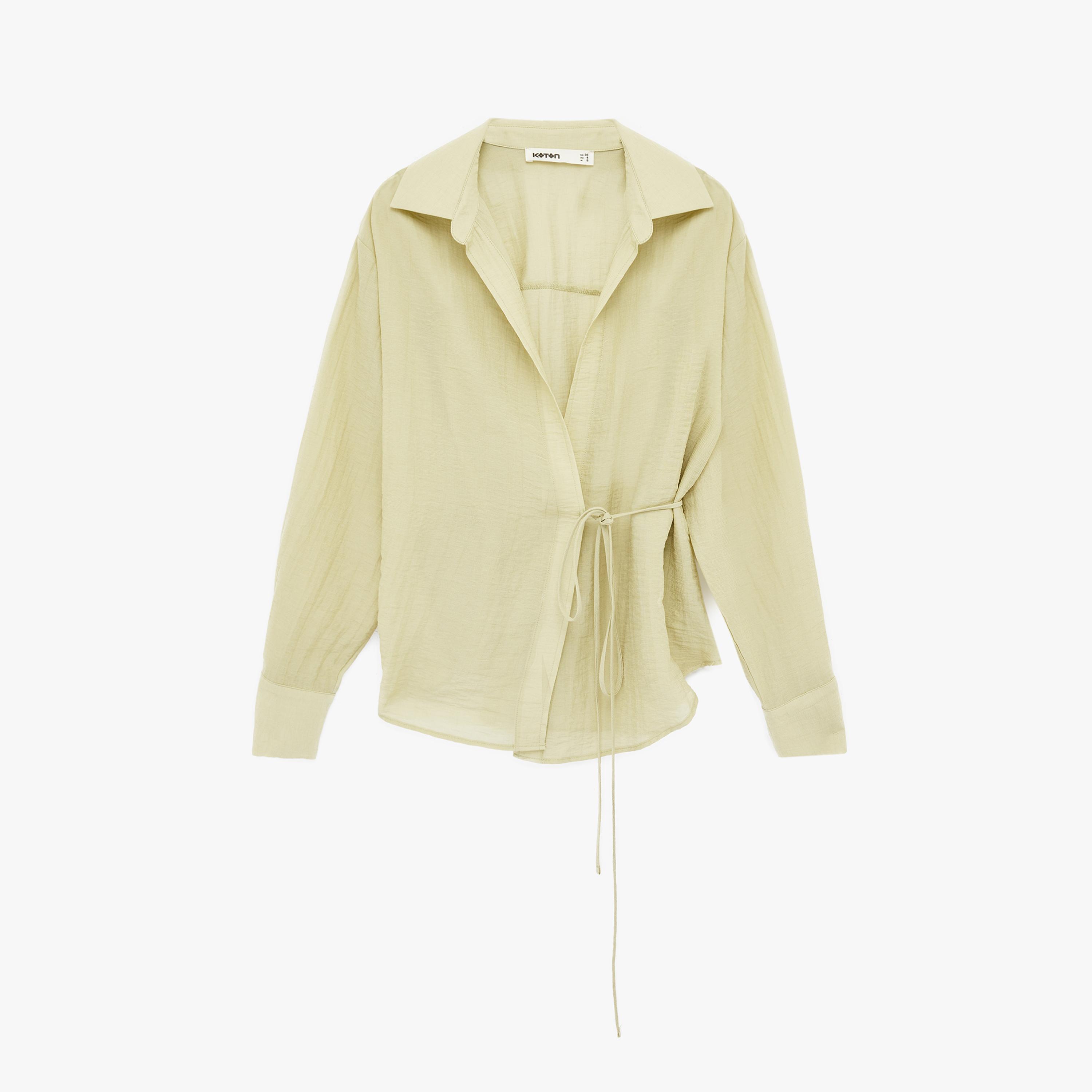 KOTON Textured Collared Women's Wrap Top-women-clothing-shirtsandblouses-blouses-image-3