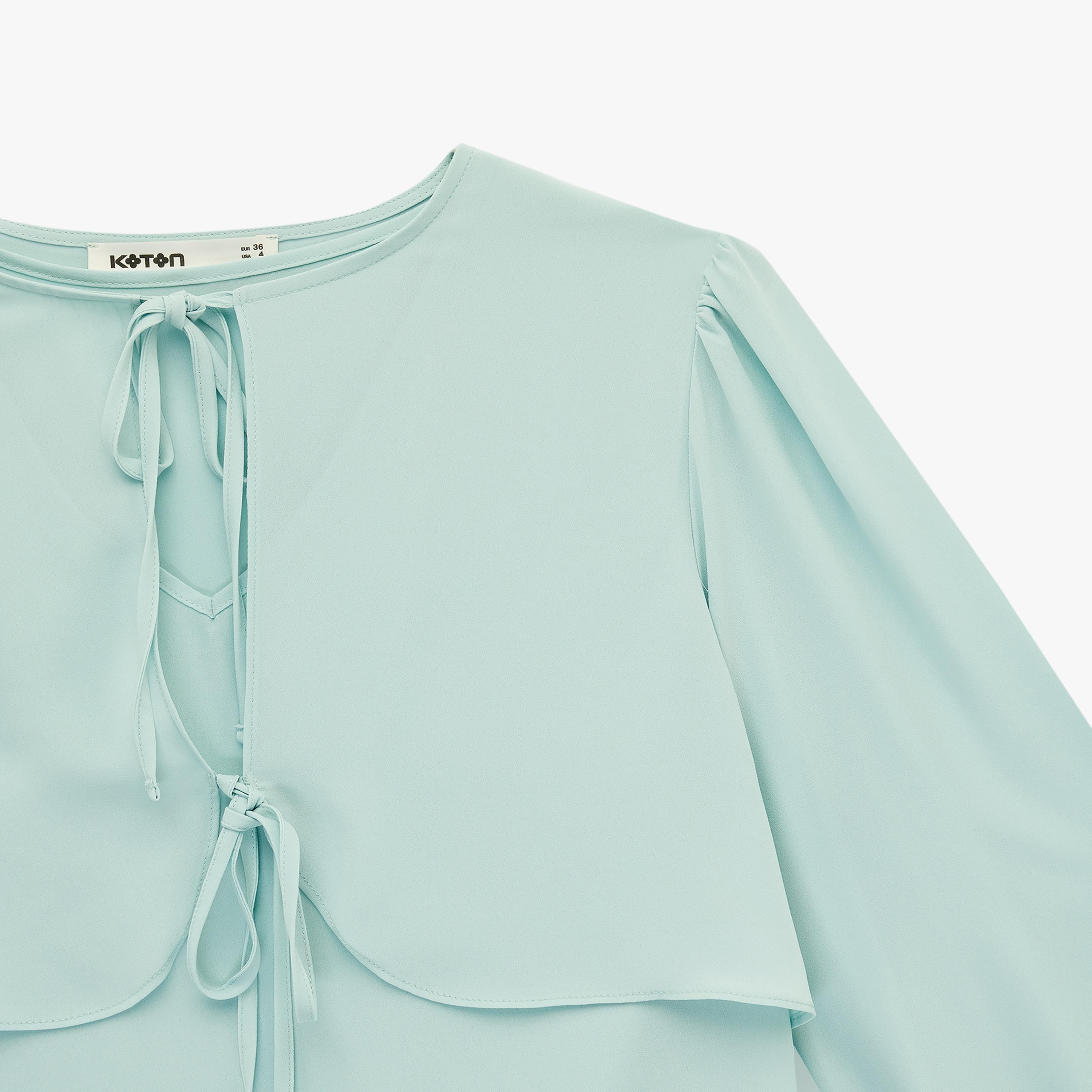 بلوزة نسائية بياقة "تاي-أب" تربط برباط بلون سماوي من كوتون-women-clothing-shirtsandblouses-blouses-image-5