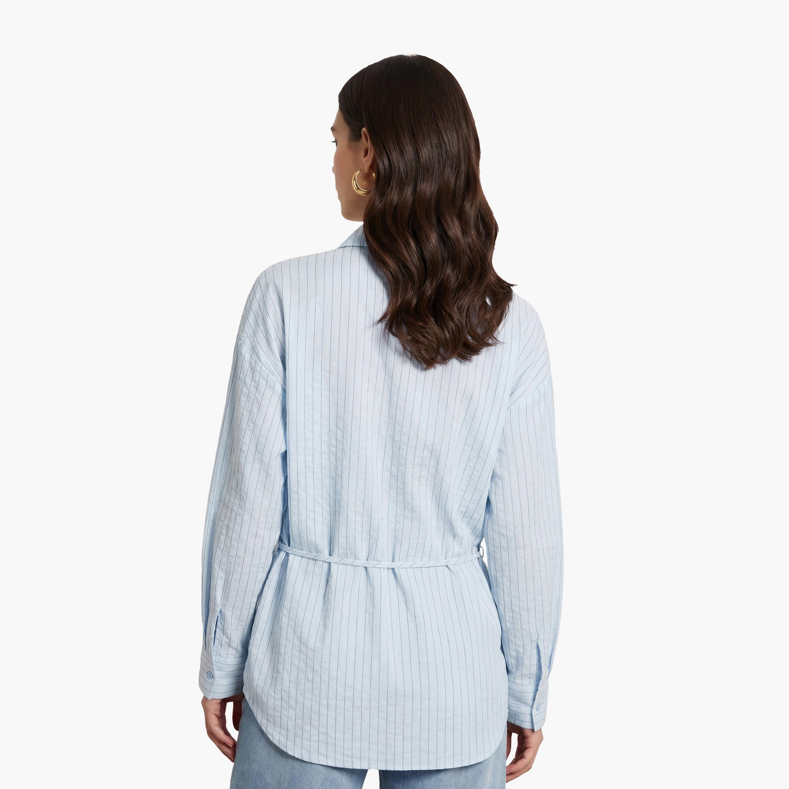 قميص نسائي مخطط باللون الأزرق من كوتون-women-clothing-shirtsandblouses-shirts-image-4