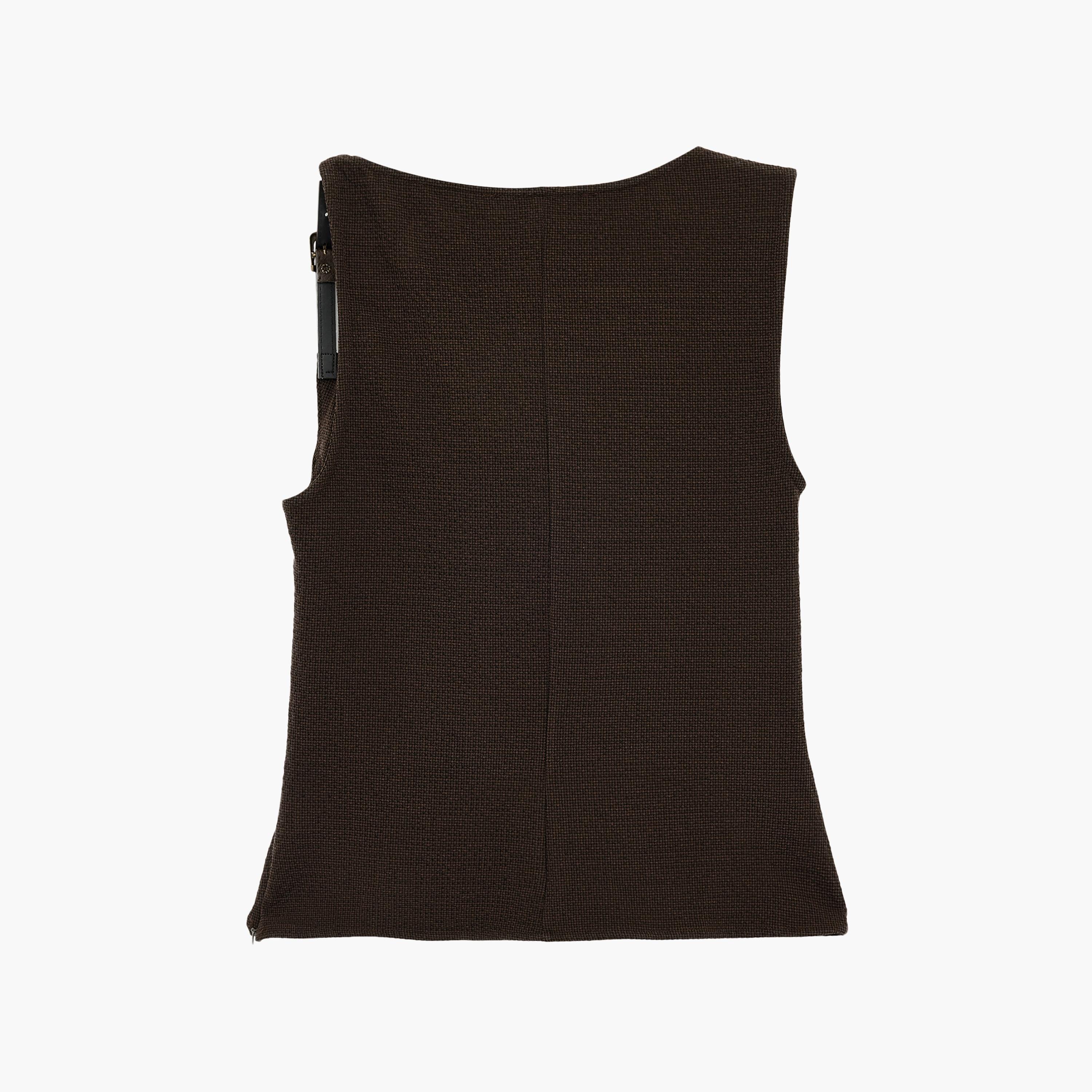 بلوزة نسائية بياقة "كاول نيك" منسدلة وتصميم "تيكستشرد" بارز بلون بني من كوتون-women-clothing-shirtsandblouses-blouses-image-7