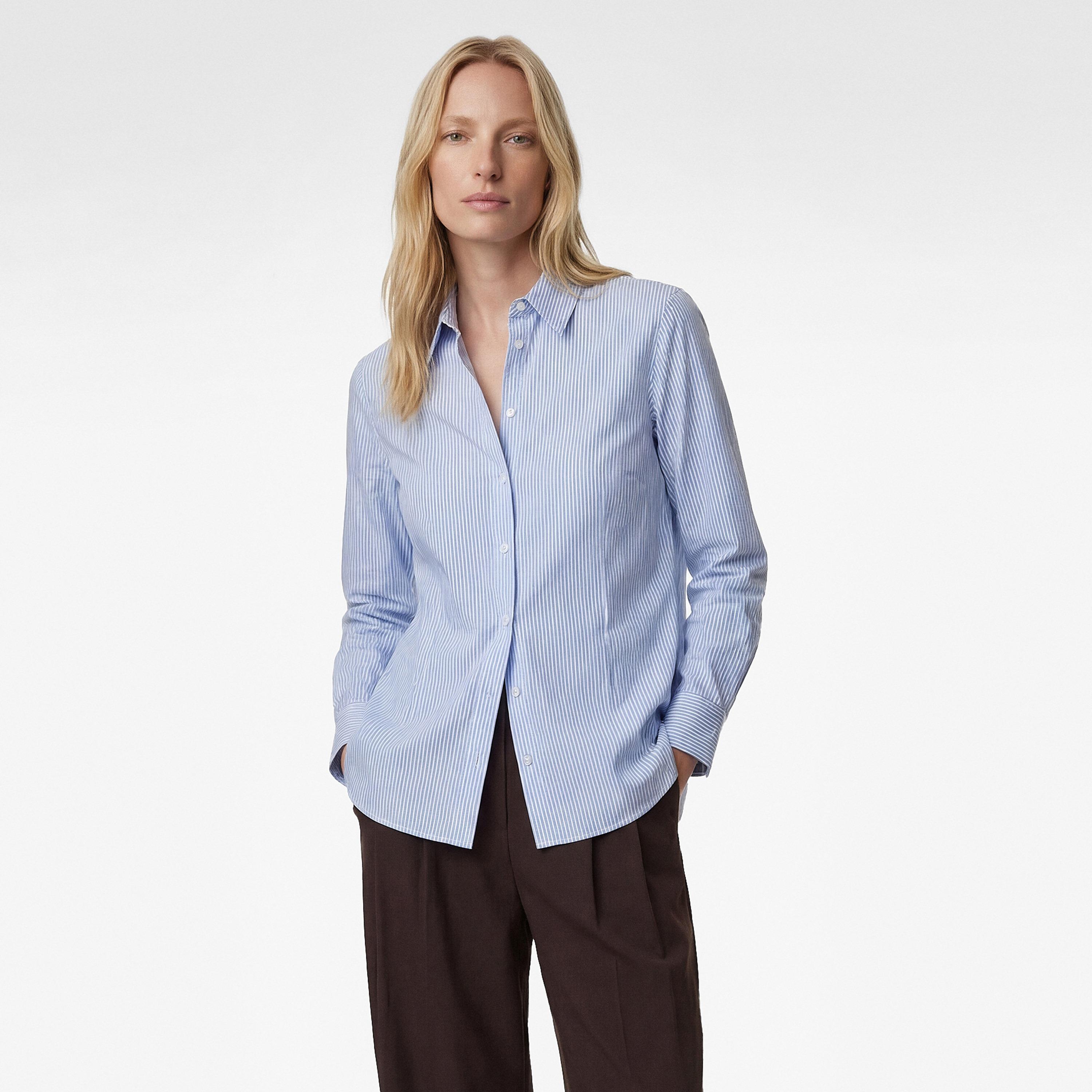 قميص نسائي بياقة بلون أزرق فاتح من كوتون-women-clothing-shirtsandblouses-shirts-image-1