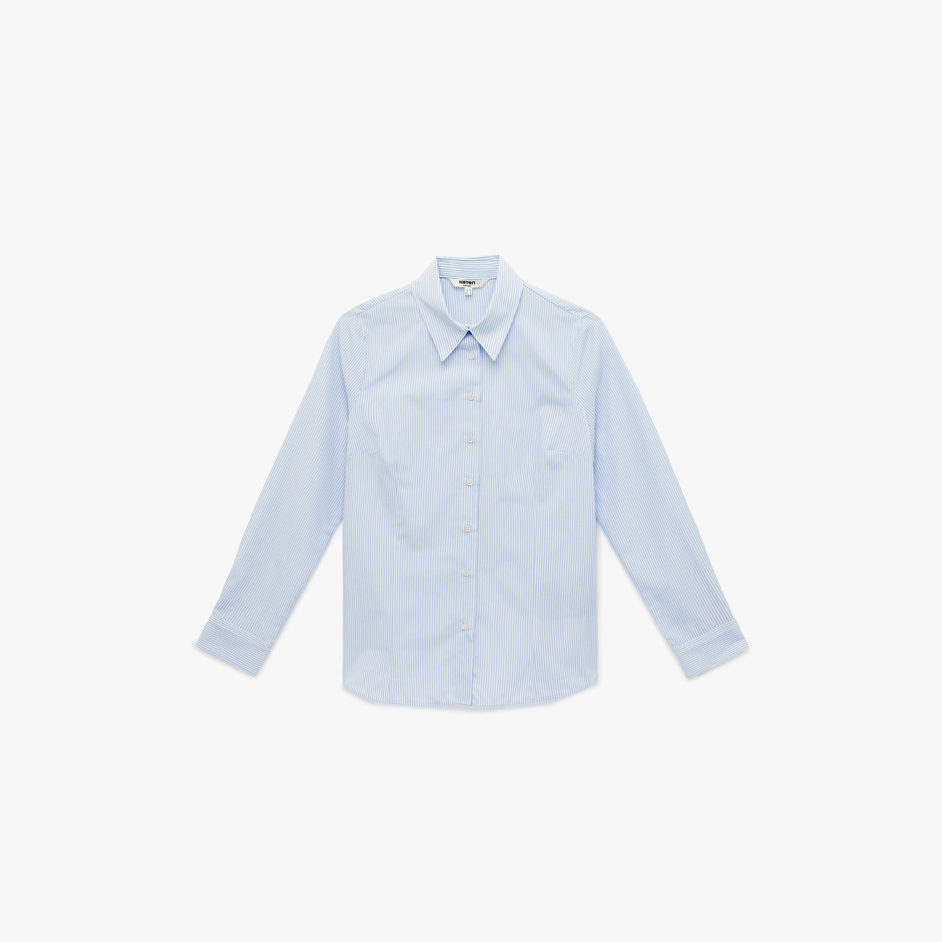قميص نسائي بياقة بلون أزرق فاتح من كوتون-women-clothing-shirtsandblouses-shirts-image-3