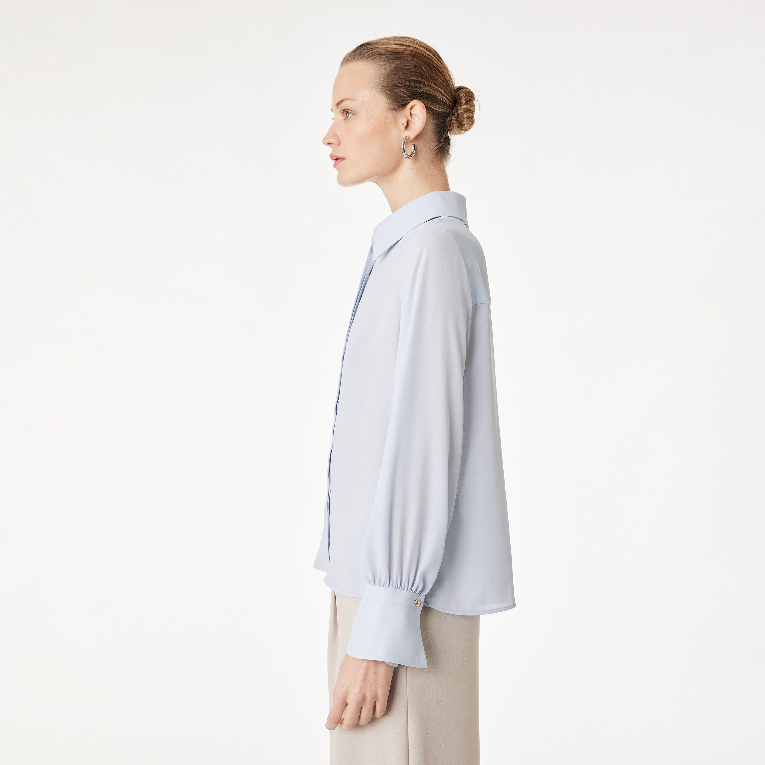قميص نسائي بياقة وأكمام "بيشوب" من كوتون-women-clothing-shirtsandblouses-shirts-image-3