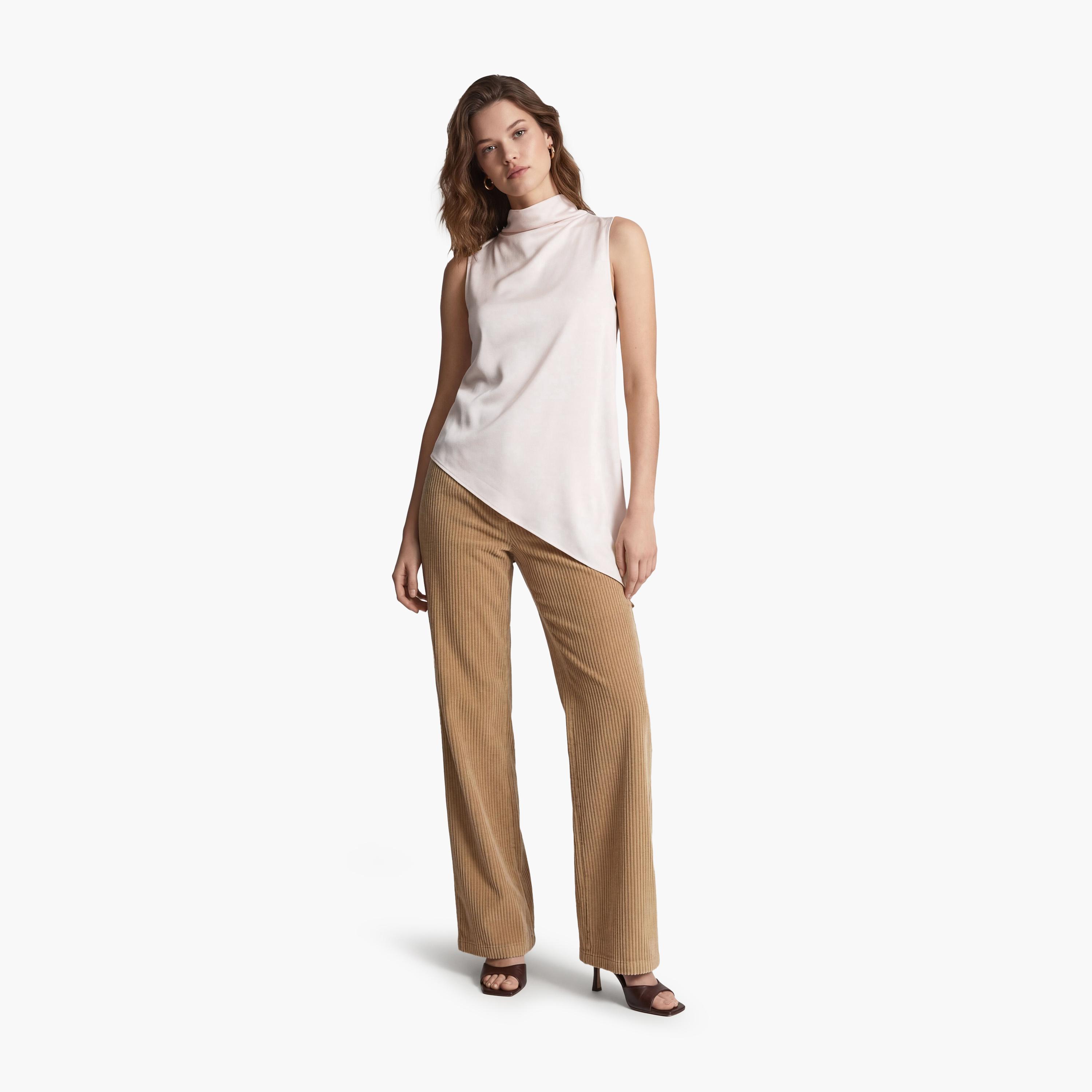 بلوزة نسائية بياقة "هاي نيك" عالية من كوتون-women-clothing-shirtsandblouses-blouses-image-2