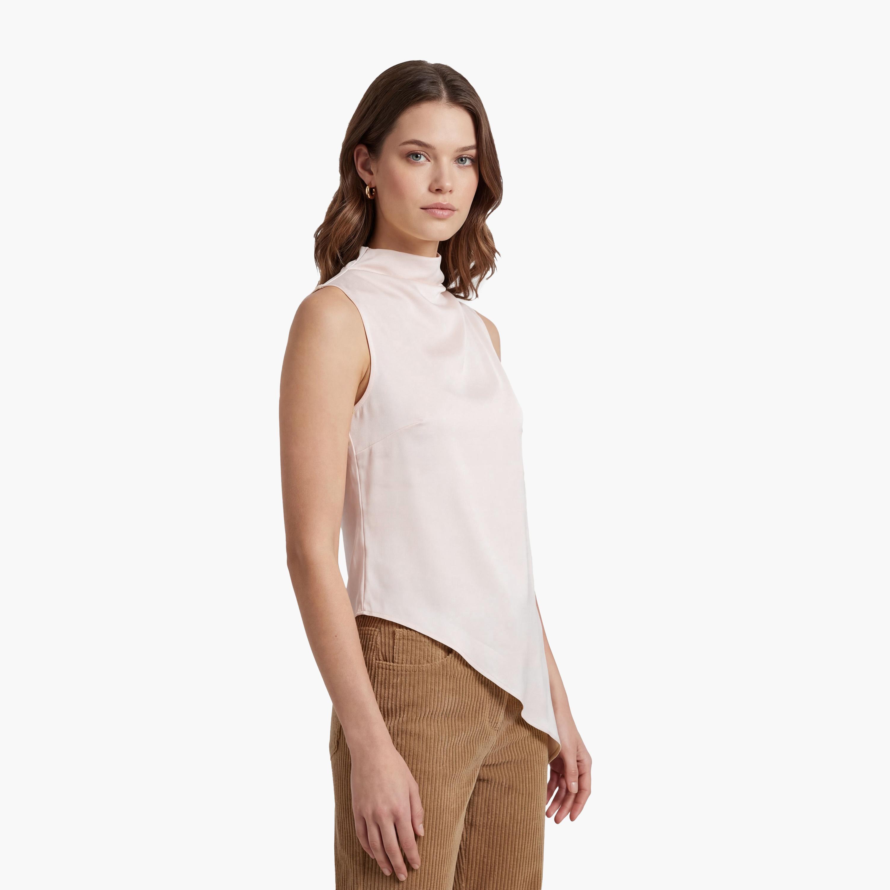 بلوزة نسائية بياقة "هاي نيك" عالية من كوتون-women-clothing-shirtsandblouses-blouses-image-3