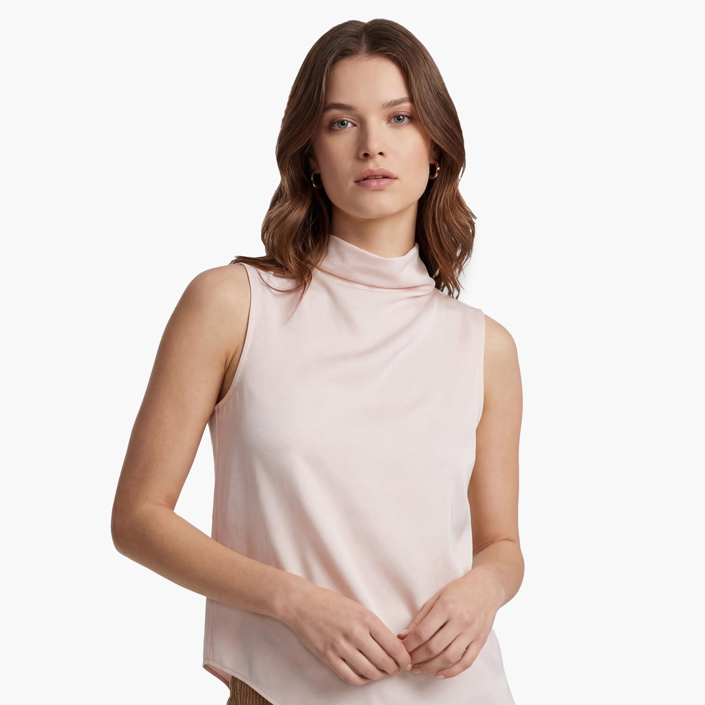 بلوزة نسائية بياقة "هاي نيك" عالية من كوتون-women-clothing-shirtsandblouses-blouses-image-5