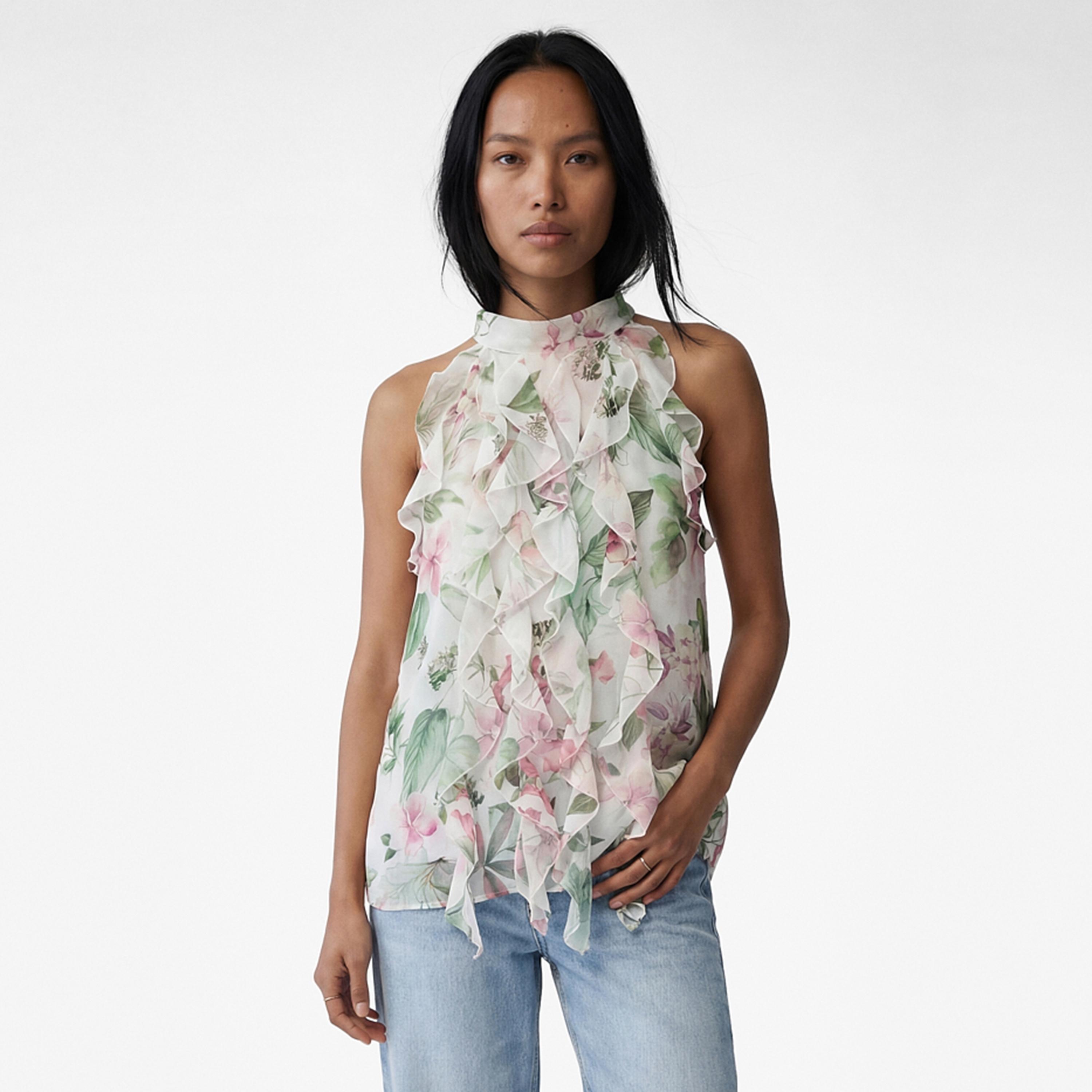 KOTON Multicolour Ruffled Floral Print Halter Neck Women's Top-women-clothing-shirtsandblouses-blouses-image-1