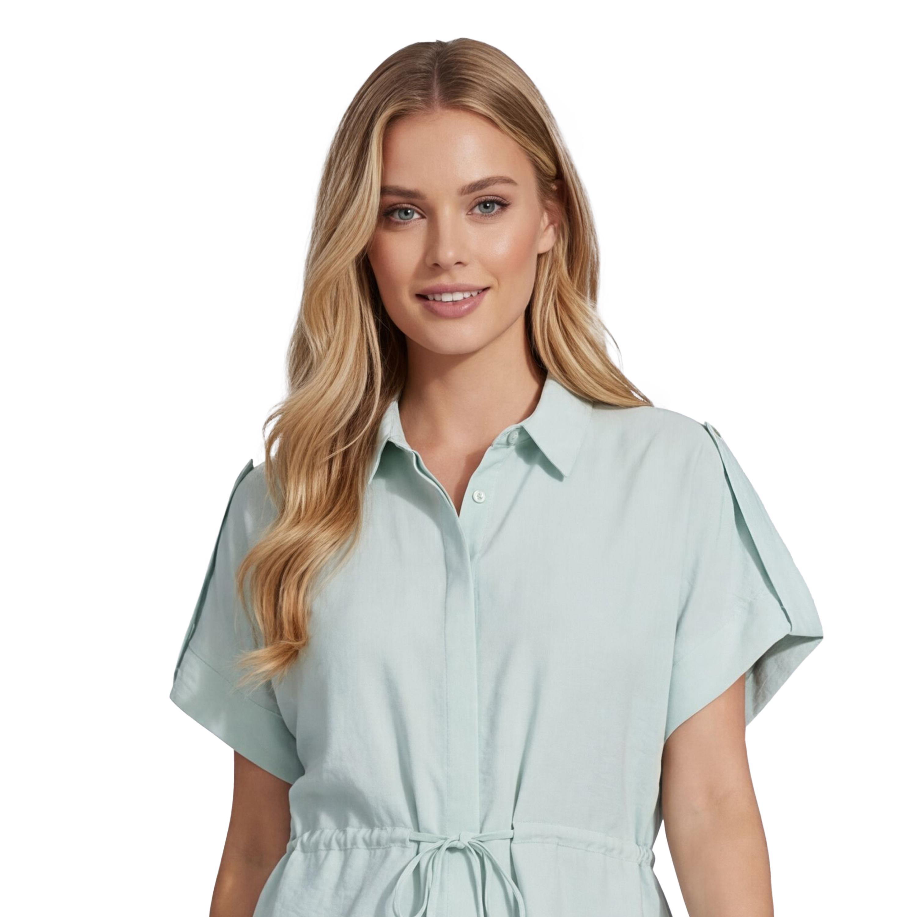 قميص نسائي بياقة بلون سماوي من كوتون-women-clothing-shirtsandblouses-shirts-image-5