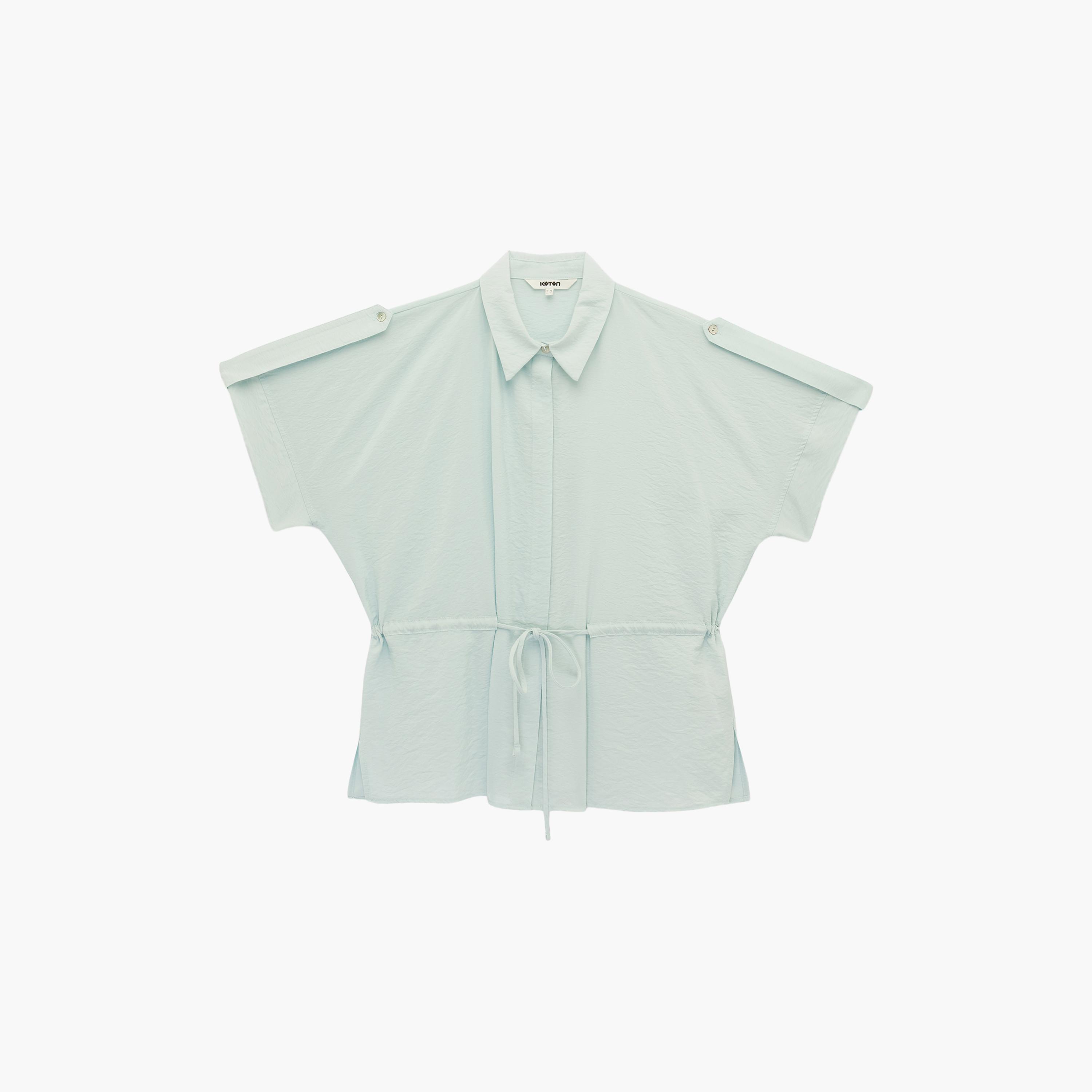 قميص نسائي بياقة بلون سماوي من كوتون-women-clothing-shirtsandblouses-shirts-image-6