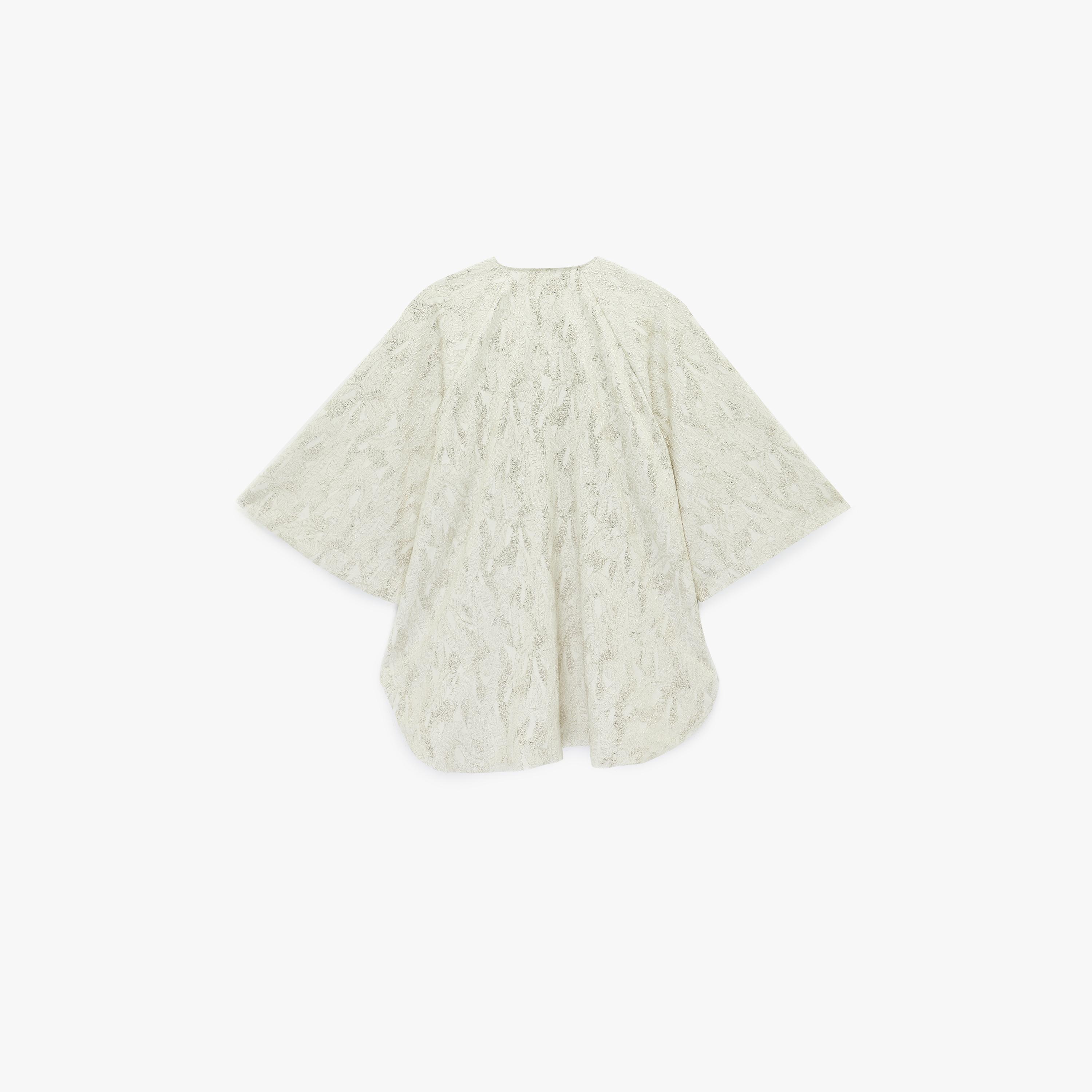 KOTON Off-White Textured Leaf Raglan Sleeves Women's Tunic-women-clothing-shirtsandblouses-blouses-image-4