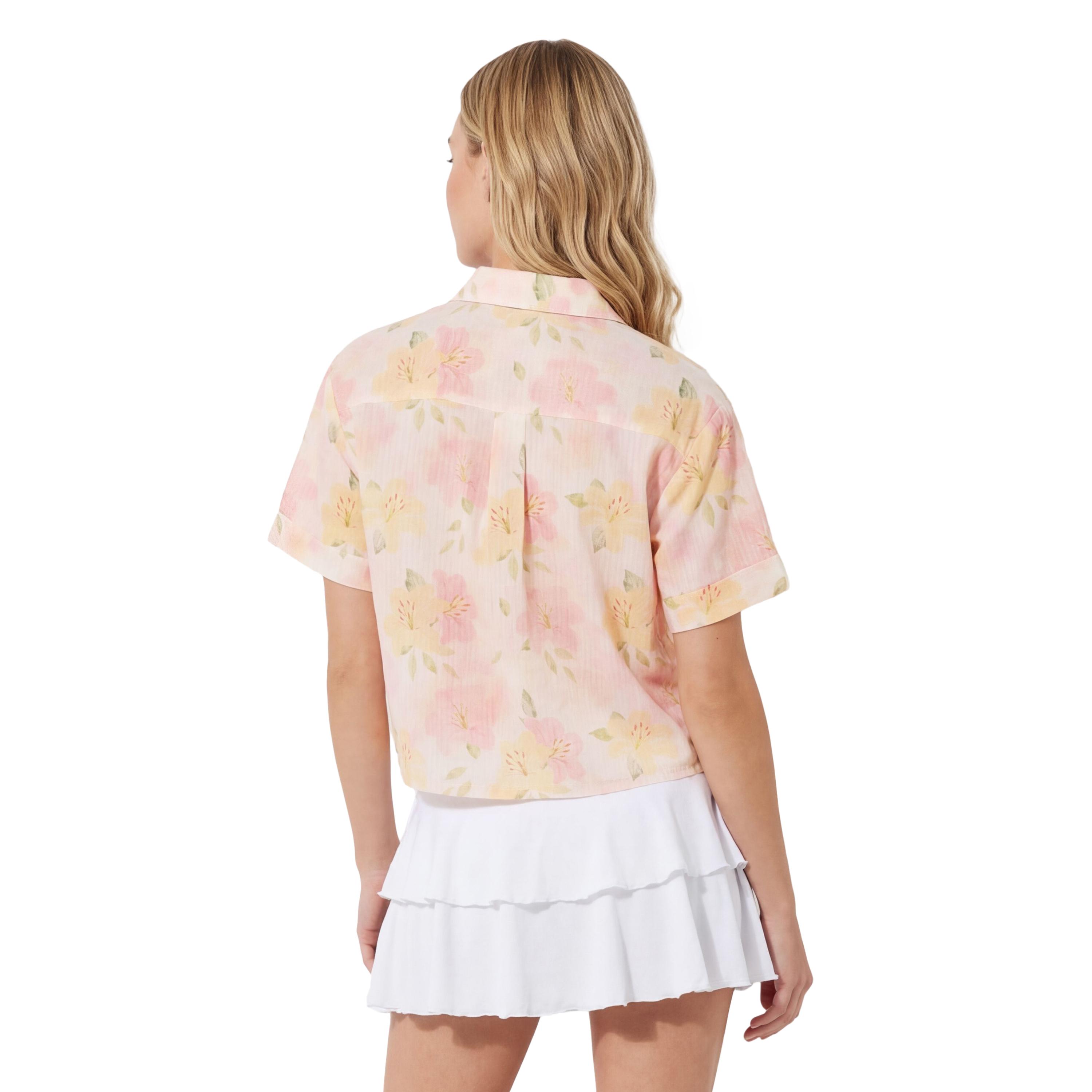 قميص نسائي بياقة وطبعة "فلورال" زهور بلون وردي من كوتون-women-clothing-shirtsandblouses-shirts-image-4