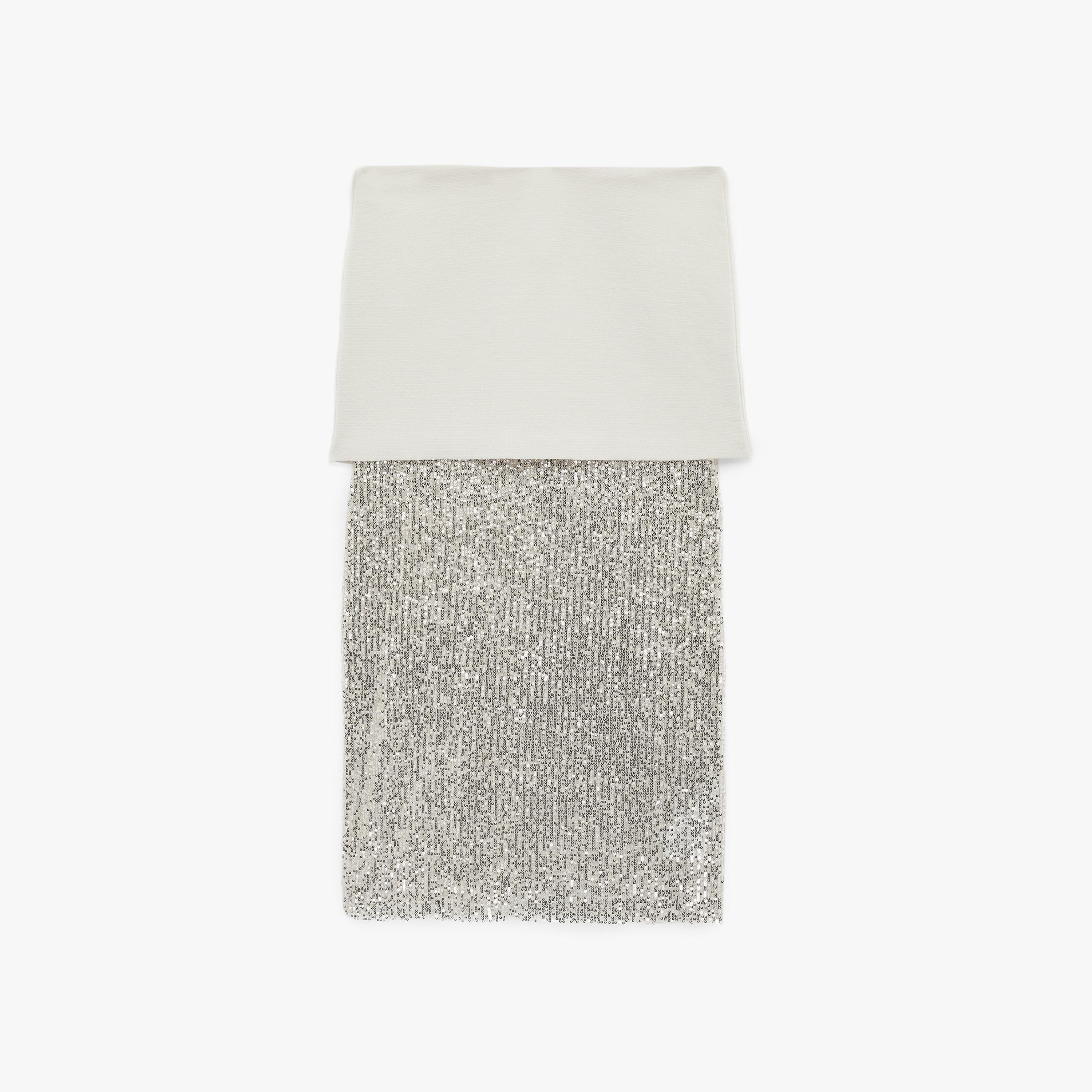 KOTON Silver Sequined Pencil Women's Midi Skirt-women-clothing-bottoms-skirts-image-3