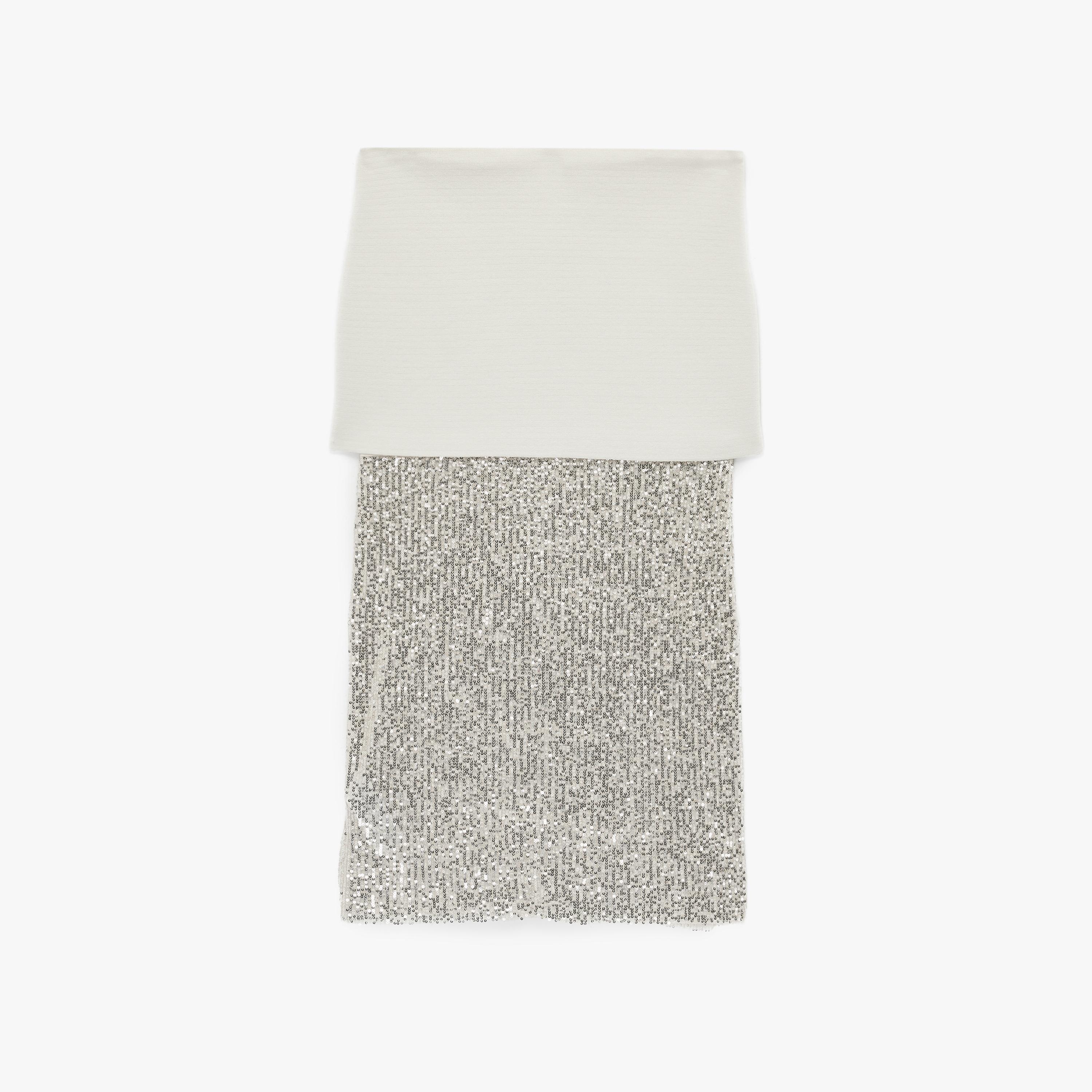 KOTON Silver Sequined Pencil Women's Midi Skirt-women-clothing-bottoms-skirts-image-4