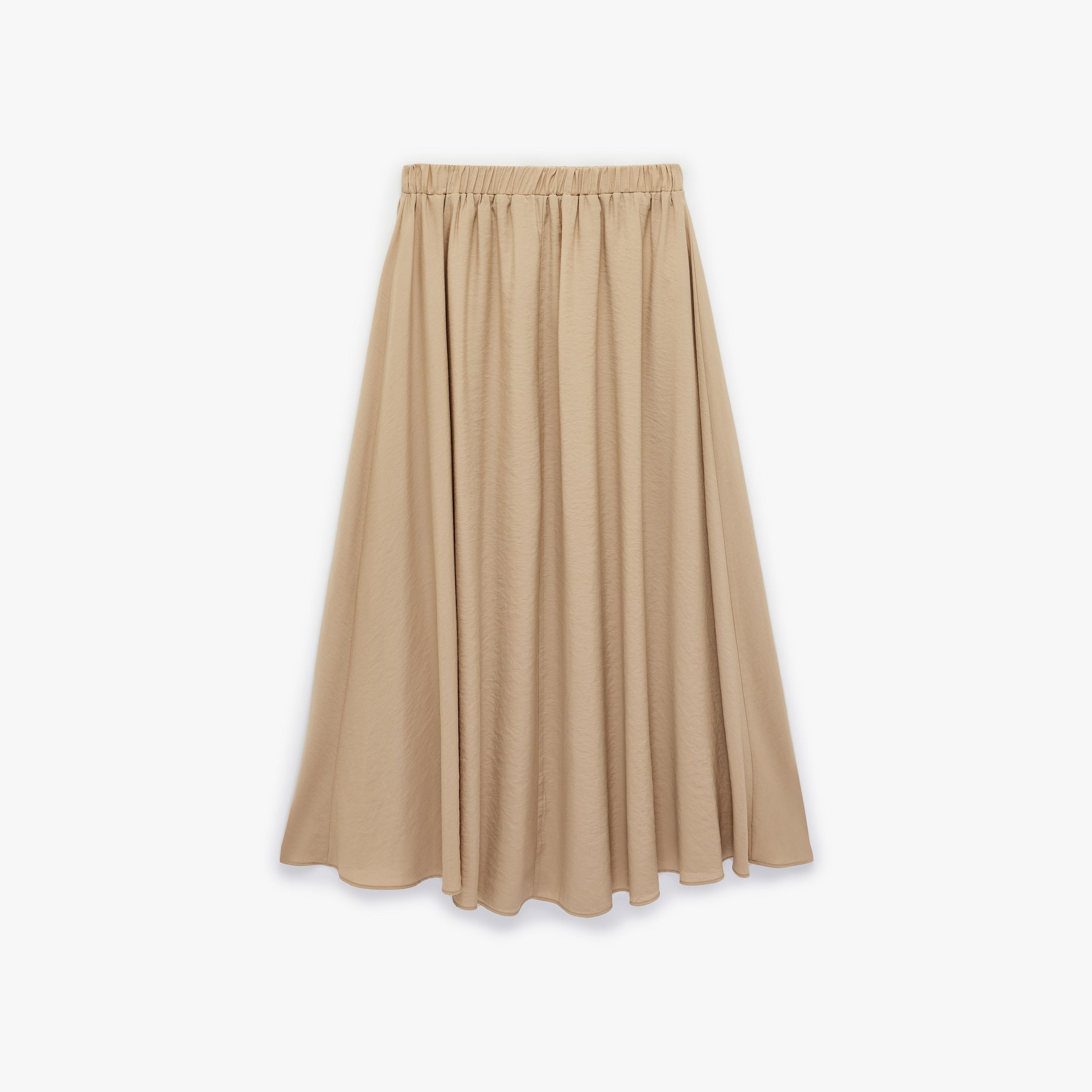 تنورة ميدي نسائية بقصة كلوش (فلير) بلون بيج من كوتون-women-clothing-bottoms-skirts-image-3