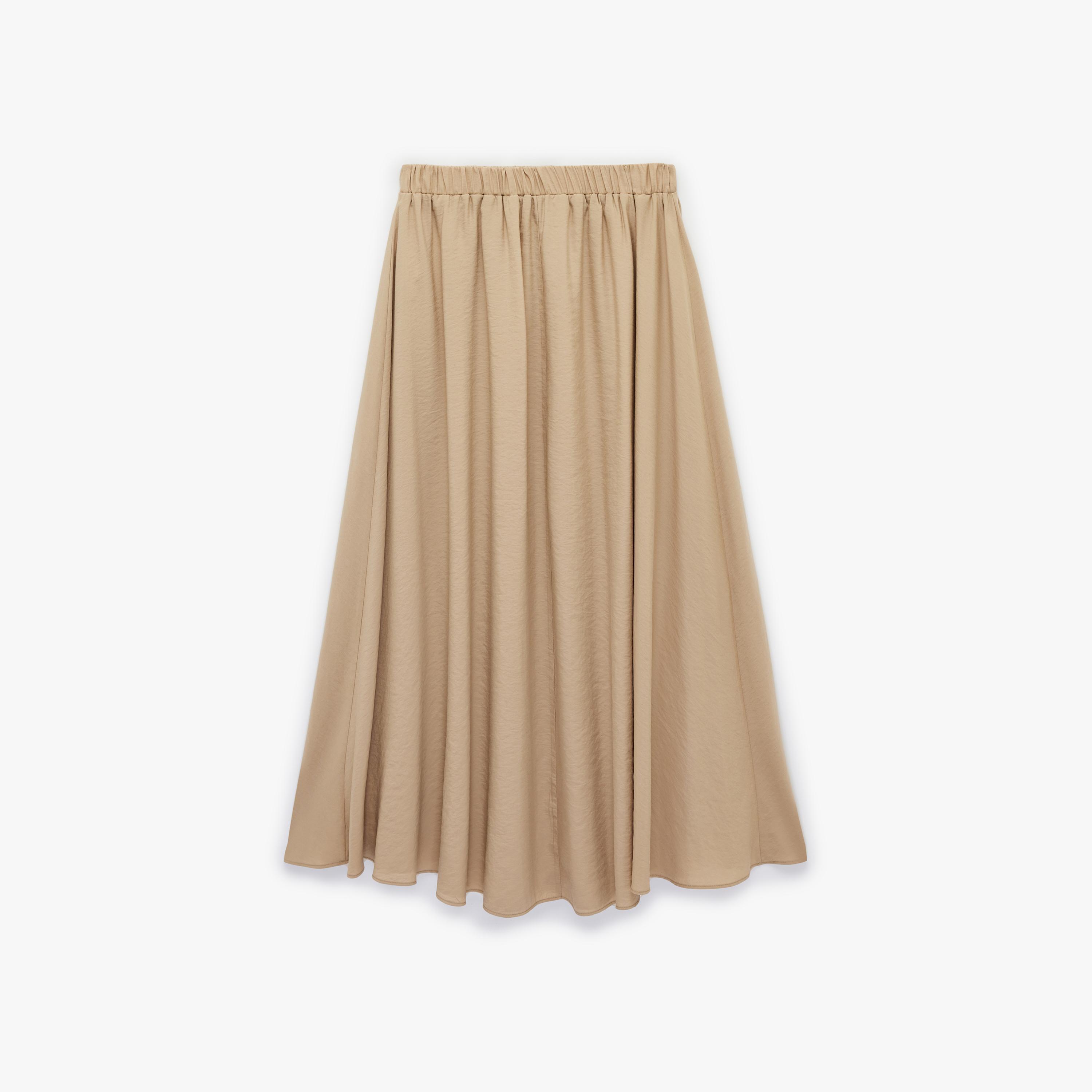 تنورة ميدي نسائية بقصة كلوش (فلير) بلون بيج من كوتون-women-clothing-bottoms-skirts-image-4