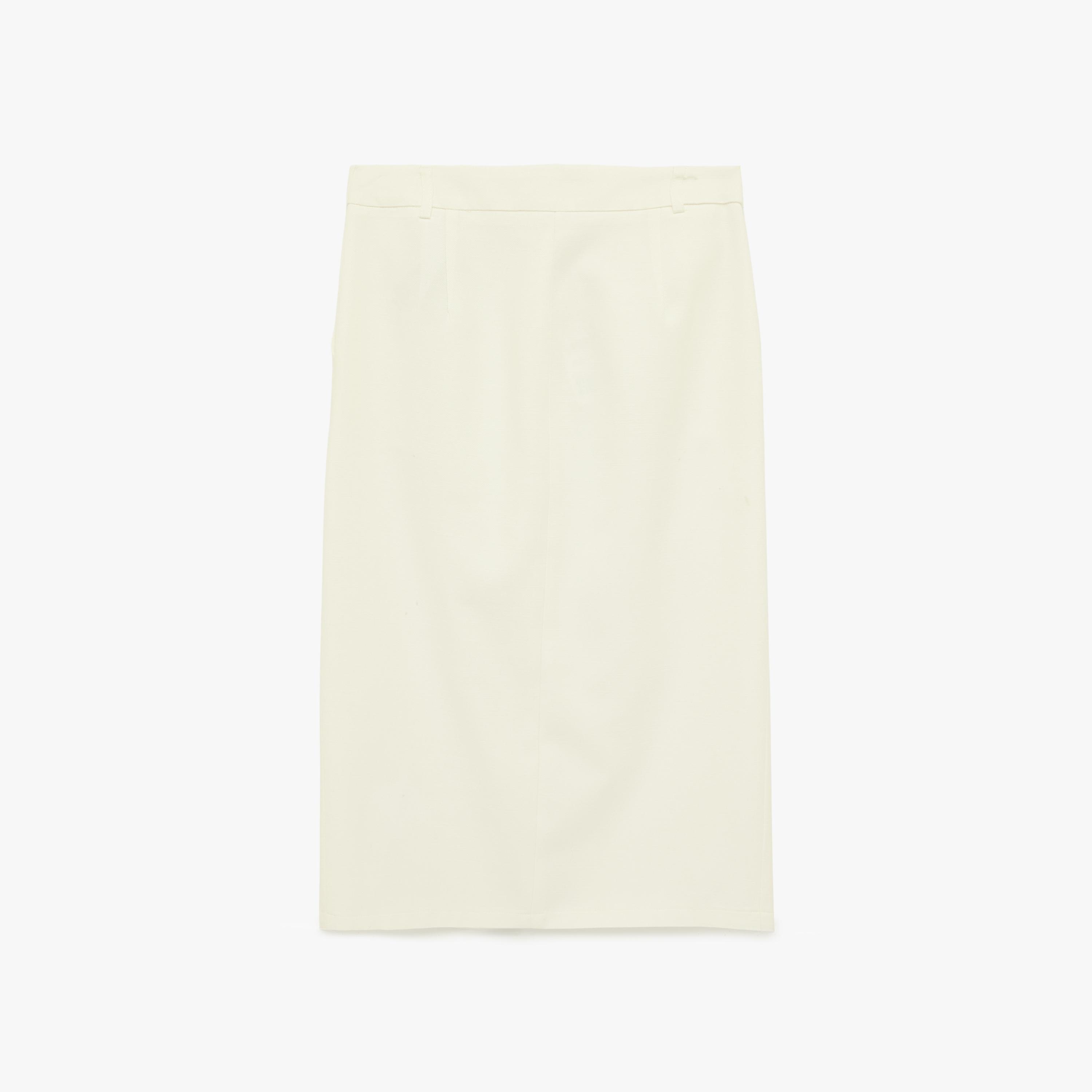 تنورة ميدي نسائية قصة مستقيمة بلون كريمي من كوتون-women-clothing-bottoms-skirts-image-4
