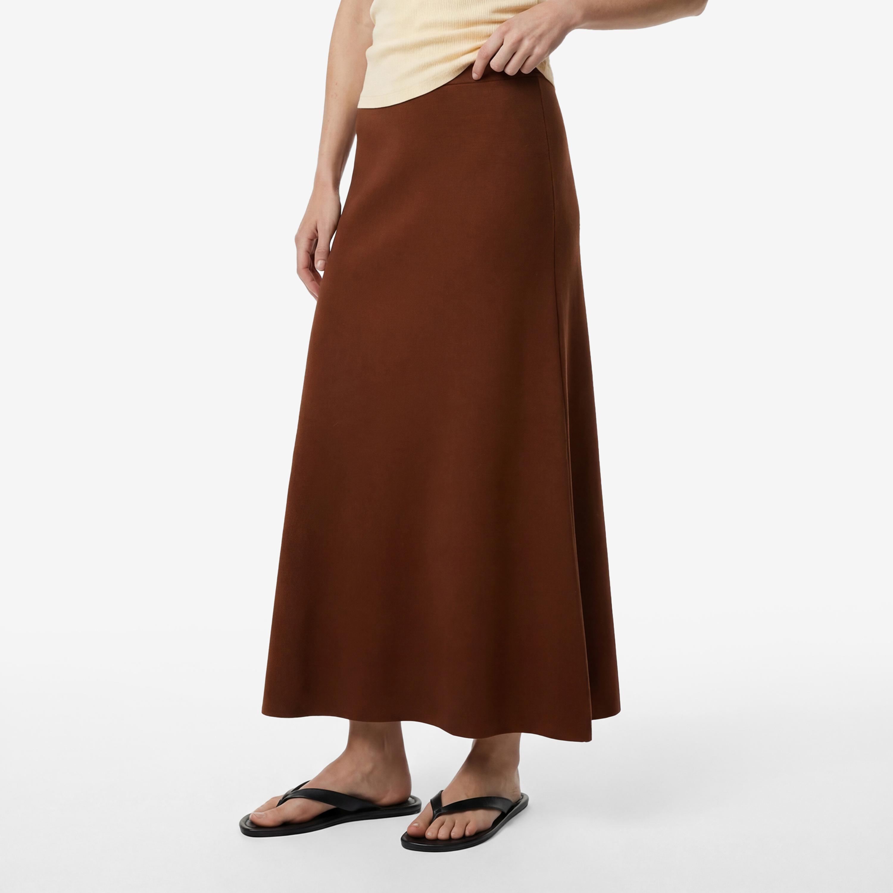 تنورة ماكسي نسائية قصة "ايه-لاين" من قماش الأكريليك بلون بني من كوتون-women-clothing-bottoms-skirts-image-3
