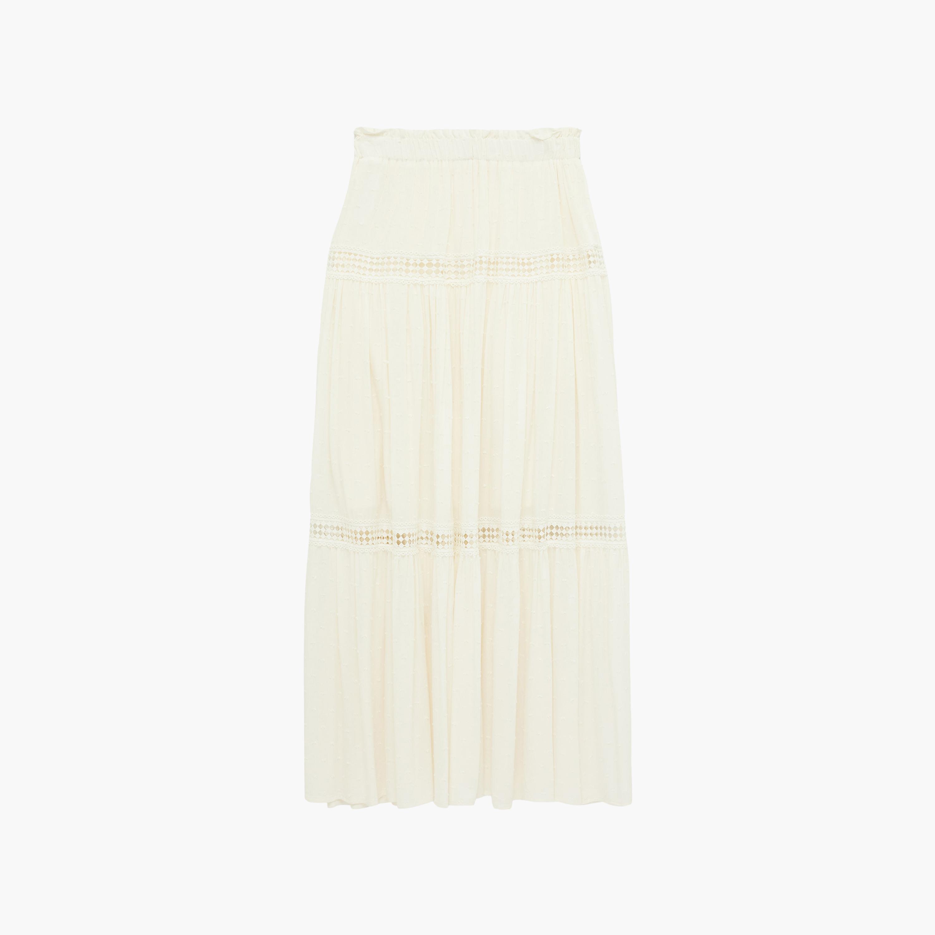 تنورة ماكسي نسائية طبقات مع حواف دانتيل بلون كريمي من كوتون-women-clothing-bottoms-skirts-image-7