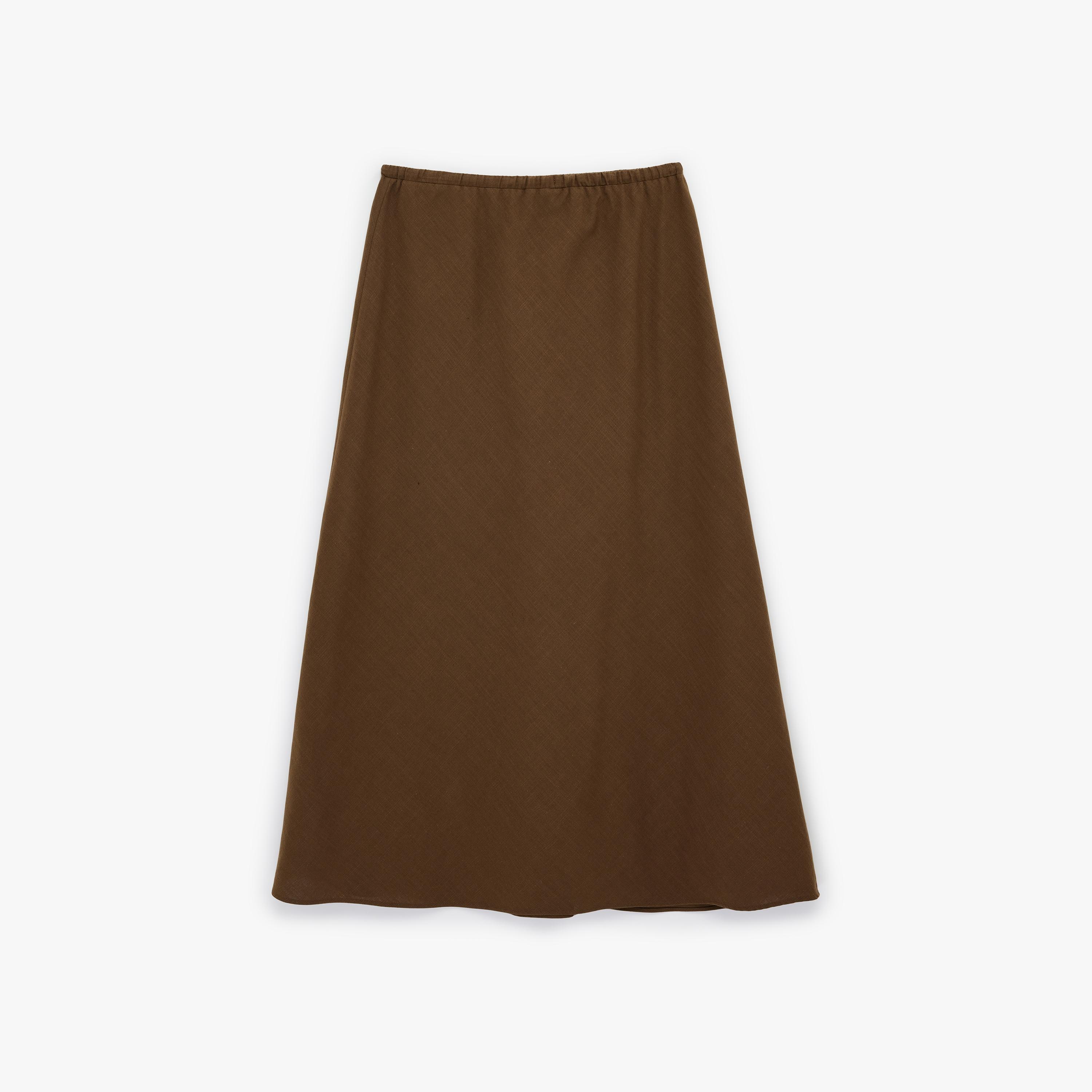 تنورة ماكسي نسائية قصة "ايه-لاين" من القطن البني من كوتون-women-clothing-bottoms-skirts-image-4