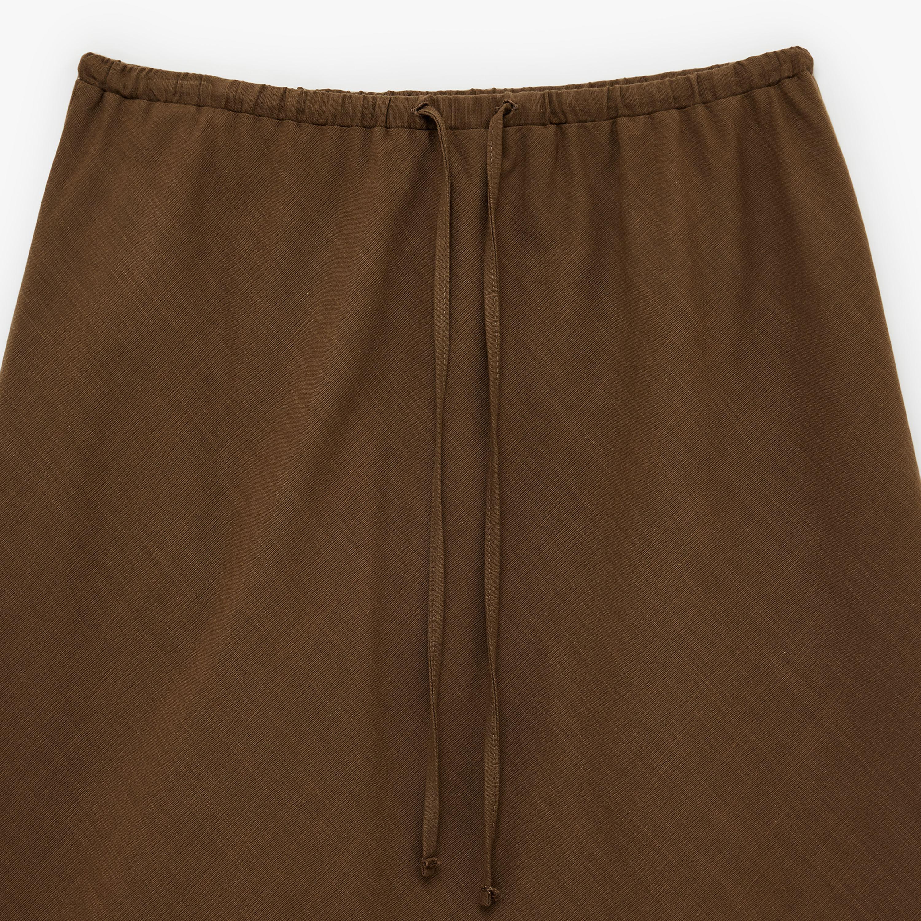 تنورة ماكسي نسائية قصة "ايه-لاين" من القطن البني من كوتون-women-clothing-bottoms-skirts-image-5