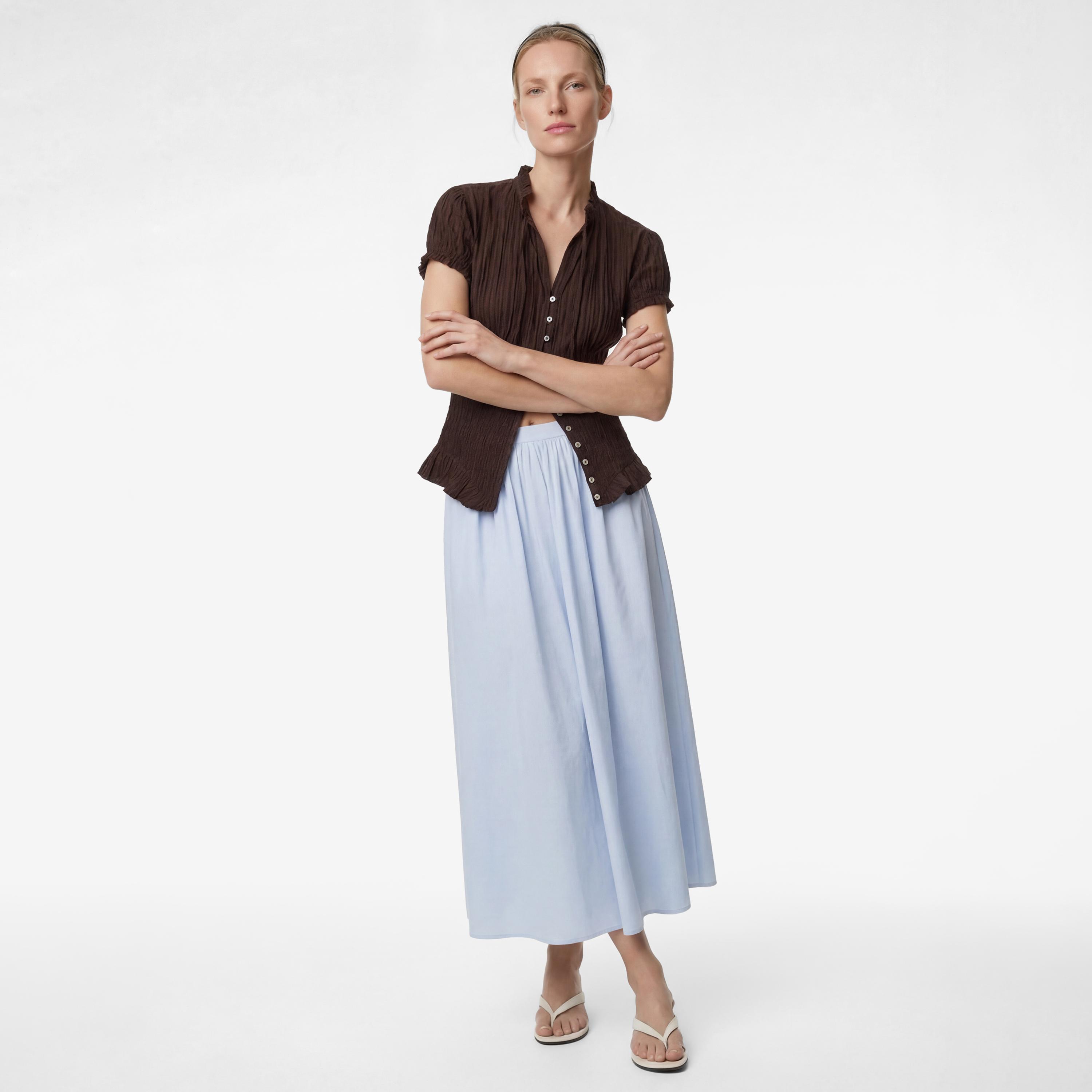 تنورة ميدي نسائية قصة "ايه-لاين" من القطن الأزرق الفاتح من كوتون-women-clothing-bottoms-skirts-image-2