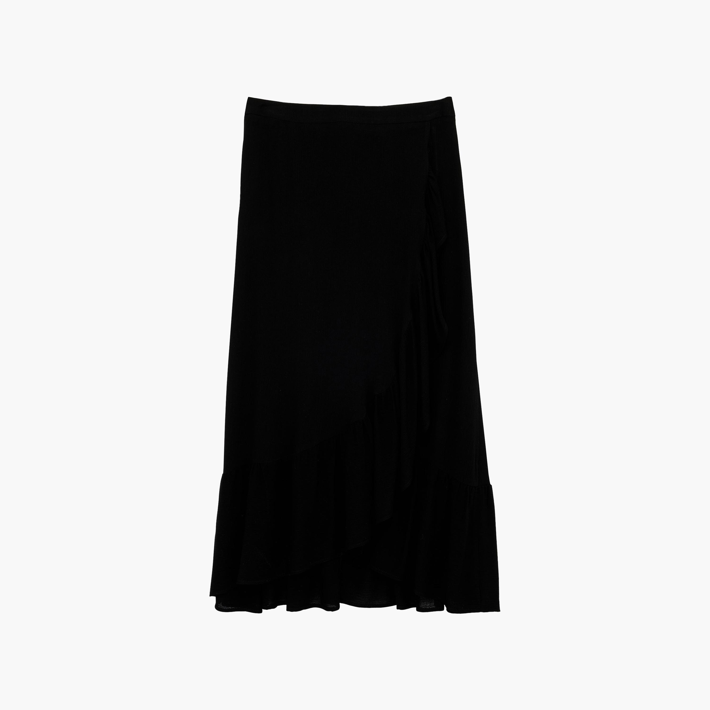 تنورة ميدي نسائية بتصميم طبقات بلون أسود من كوتون-women-clothing-bottoms-skirts-image-6