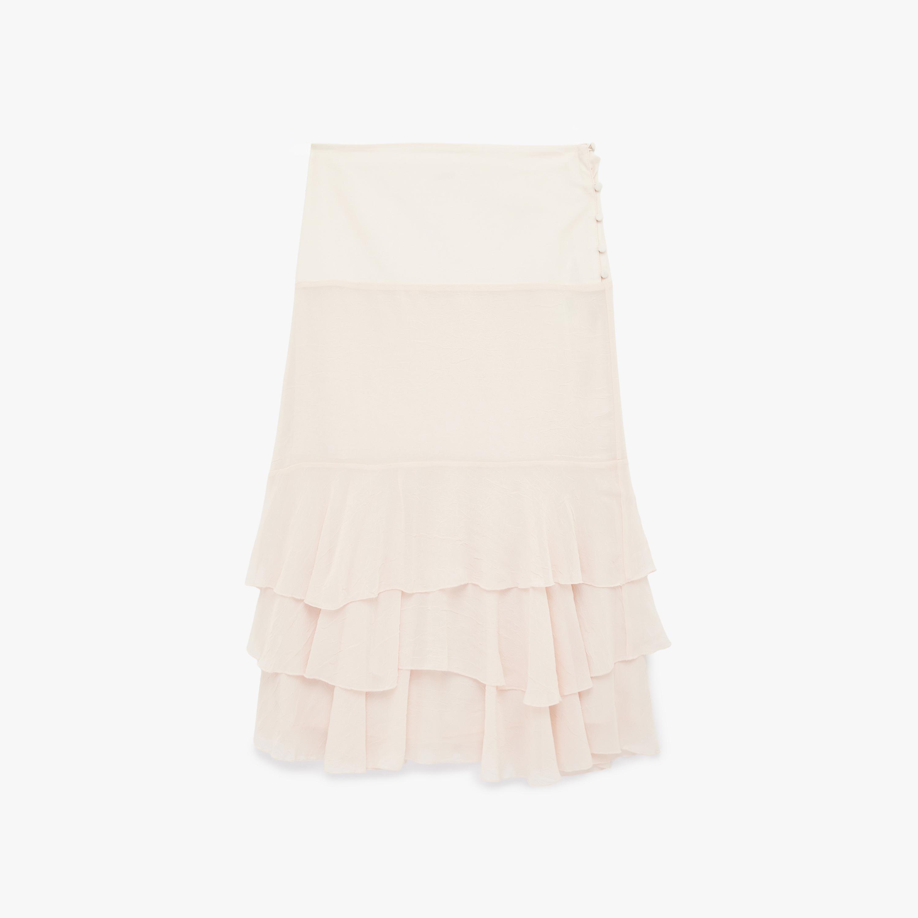 تنورة ميدي نسائية متعددة الطبقات بلون وردي من كوتون-women-clothing-bottoms-skirts-image-4