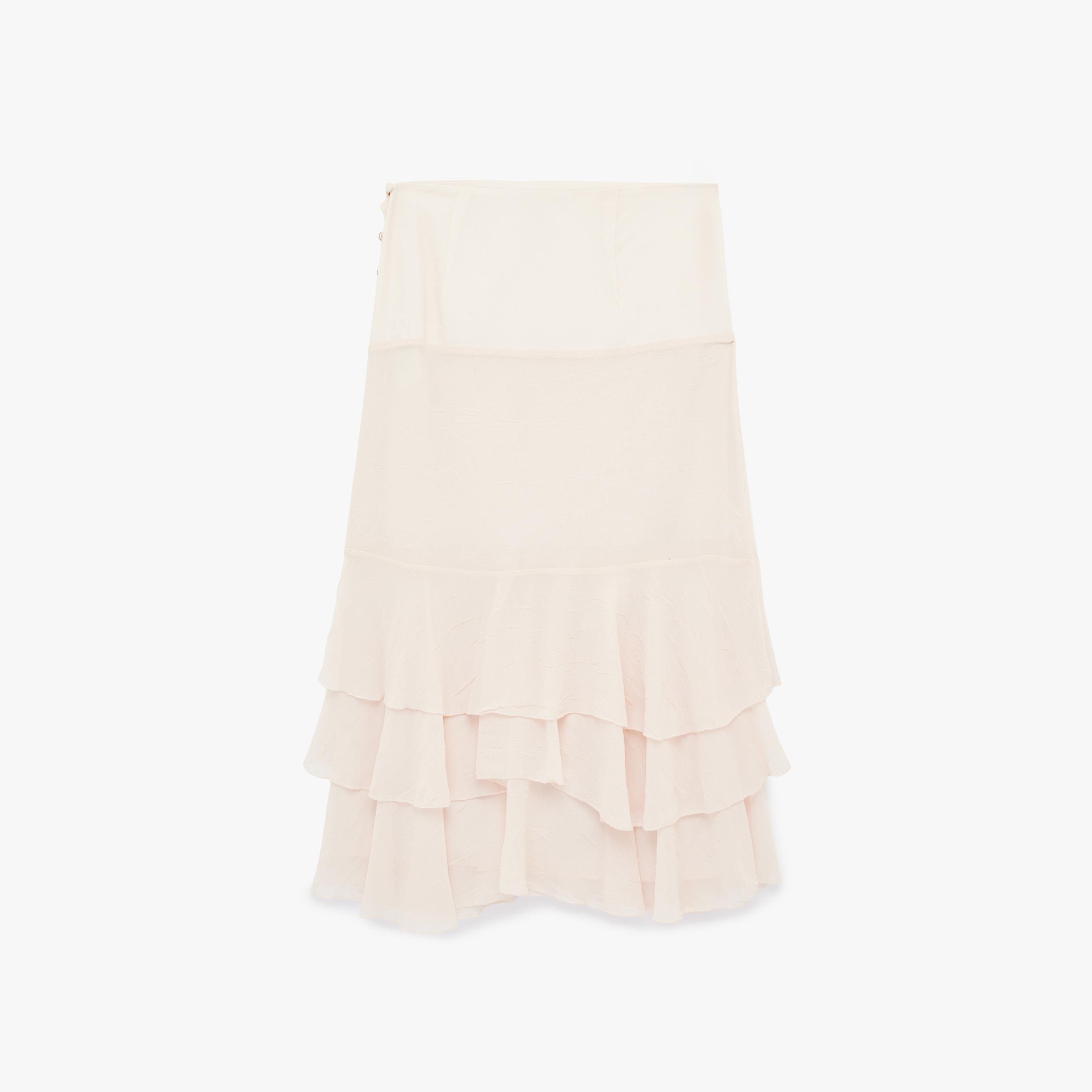 تنورة ميدي نسائية متعددة الطبقات بلون وردي من كوتون-women-clothing-bottoms-skirts-image-5