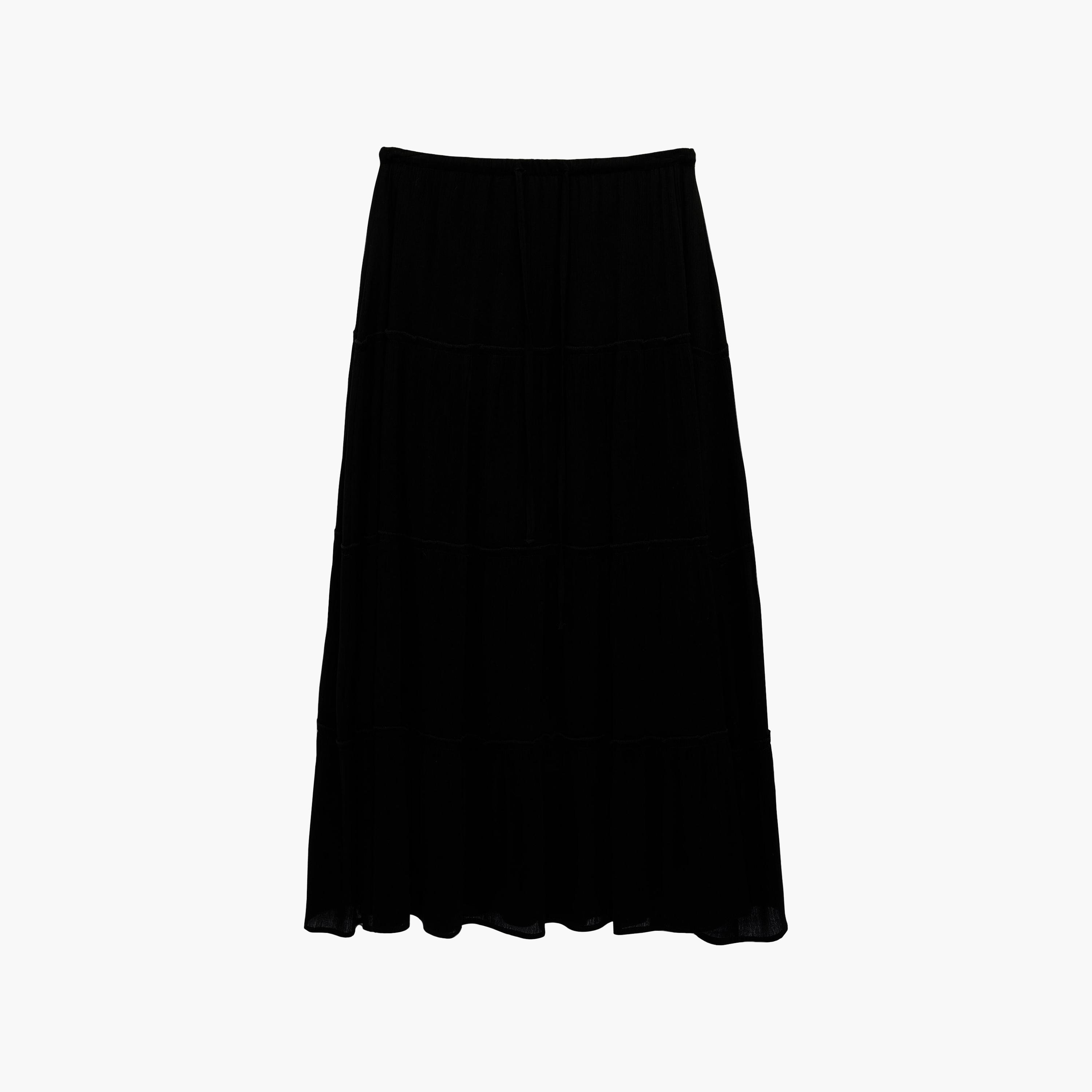 تنورة ماكسي نسائية بتصميم طبقات بلون أسود من كوتون-women-clothing-bottoms-skirts-image-6