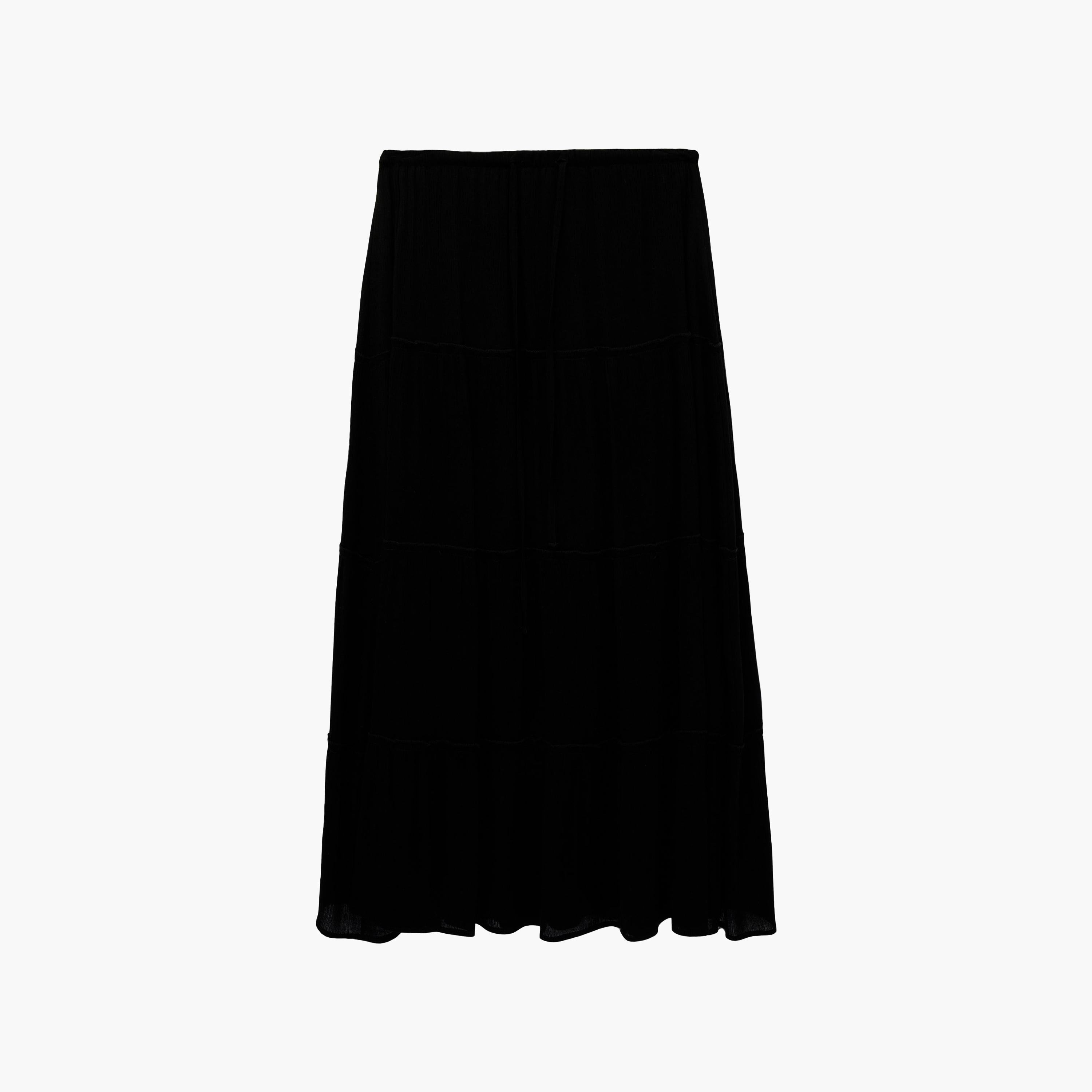 تنورة ماكسي نسائية بتصميم طبقات بلون أسود من كوتون-women-clothing-bottoms-skirts-image-7