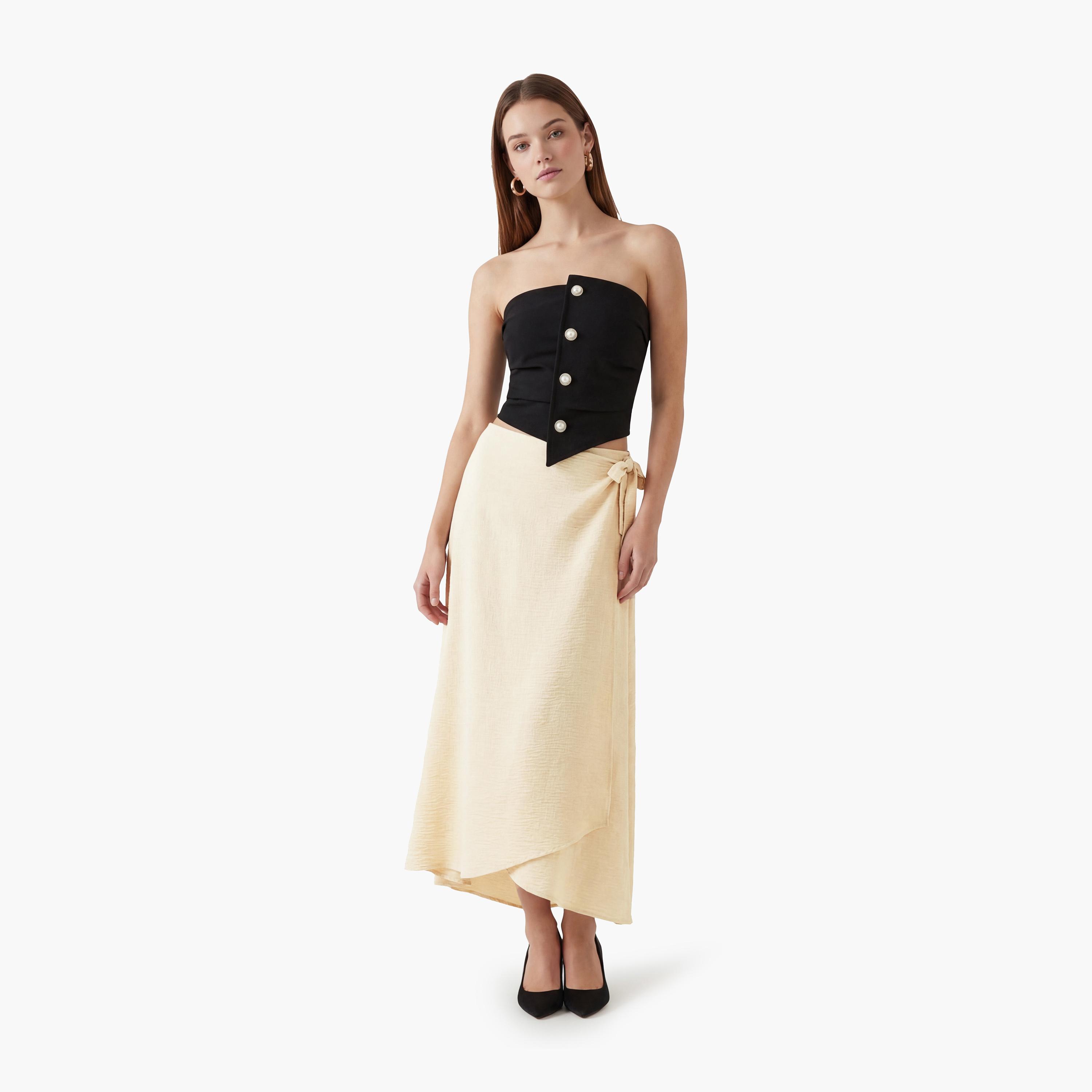 تنورة ميدي نسائية بتصميم لف من كوتون-women-clothing-bottoms-skirts-image-2