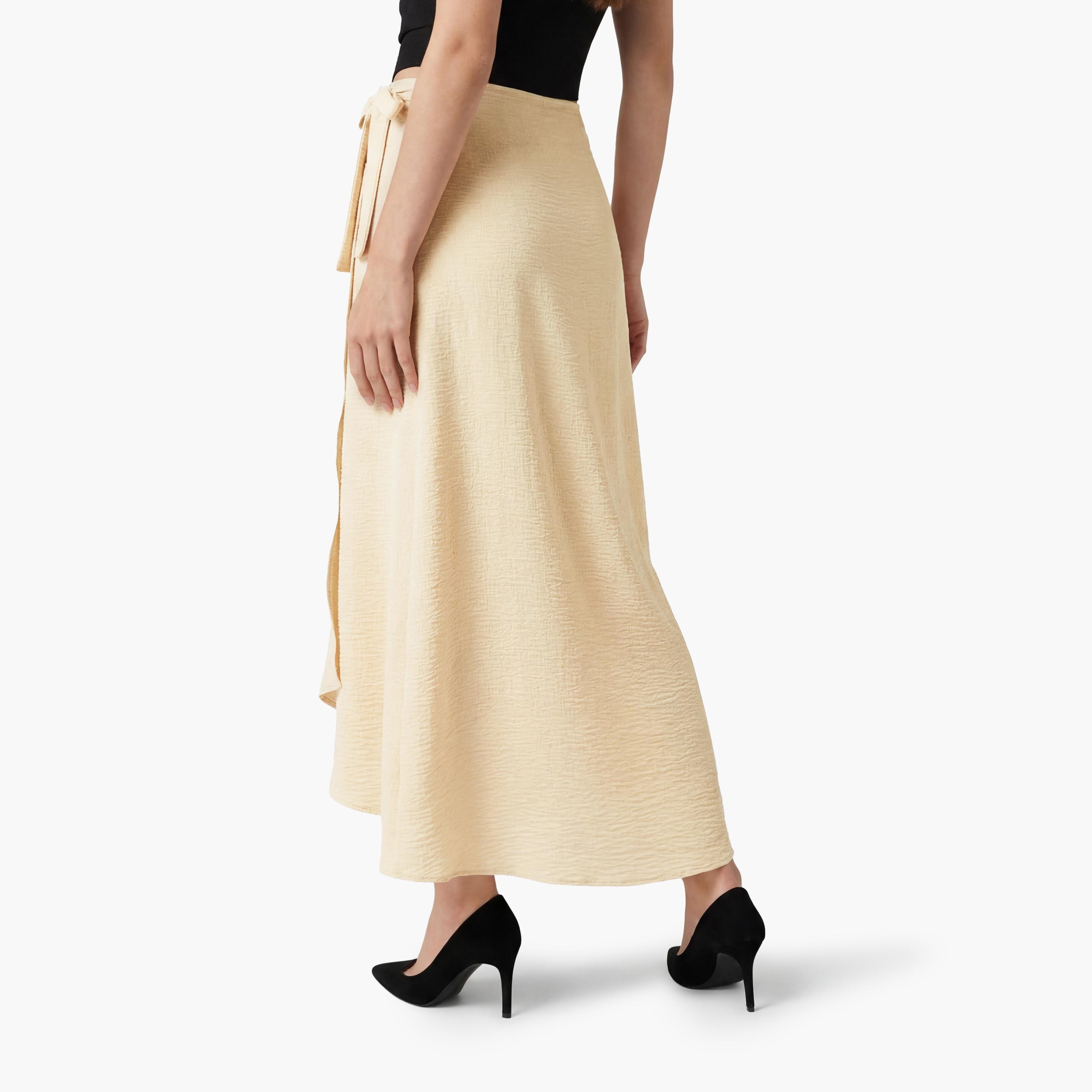 تنورة ميدي نسائية بتصميم لف من كوتون-women-clothing-bottoms-skirts-image-4